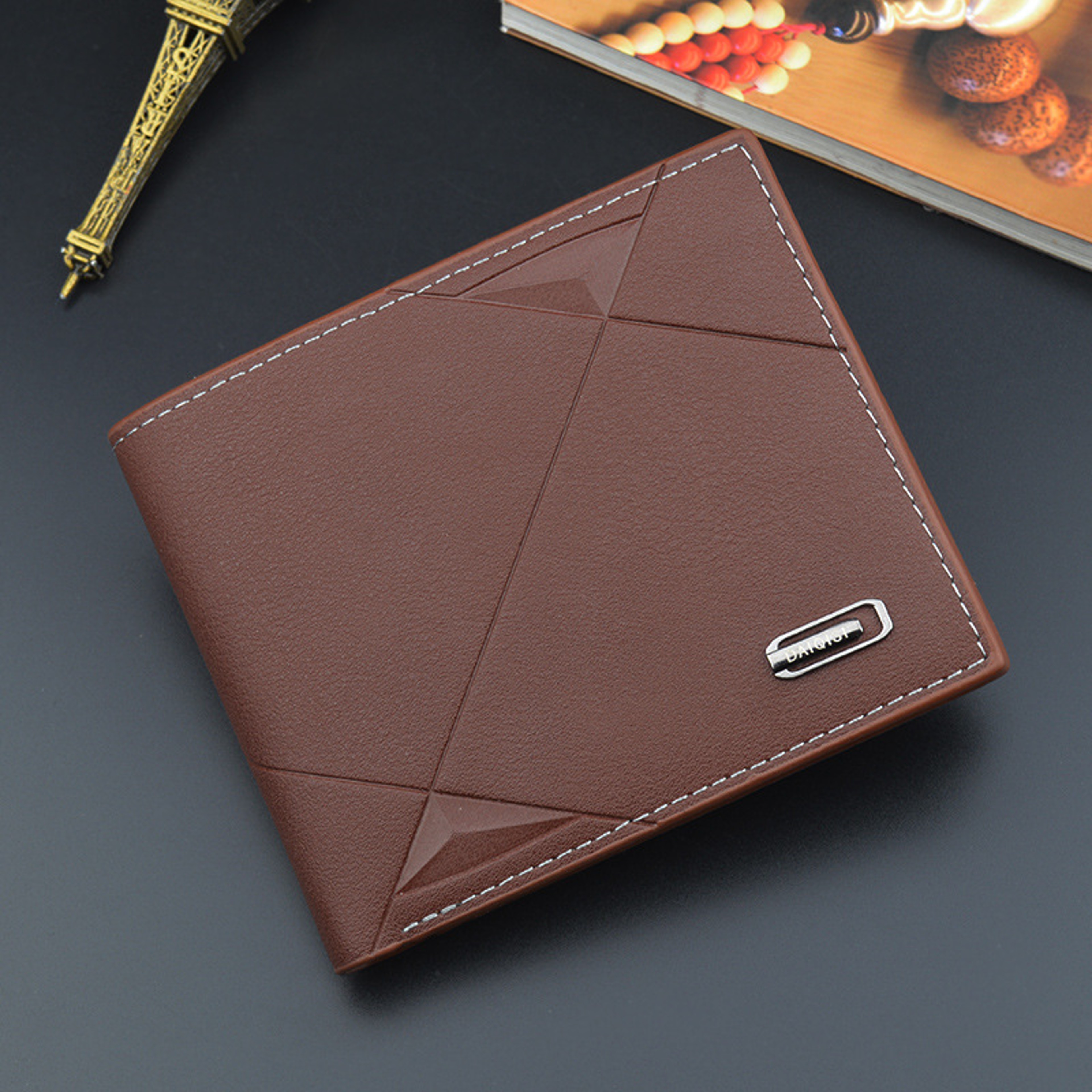 Faux Leather Mens Bifold Wallet Slim Credit ID Card Holder Solid Business Billfold Purse 6
