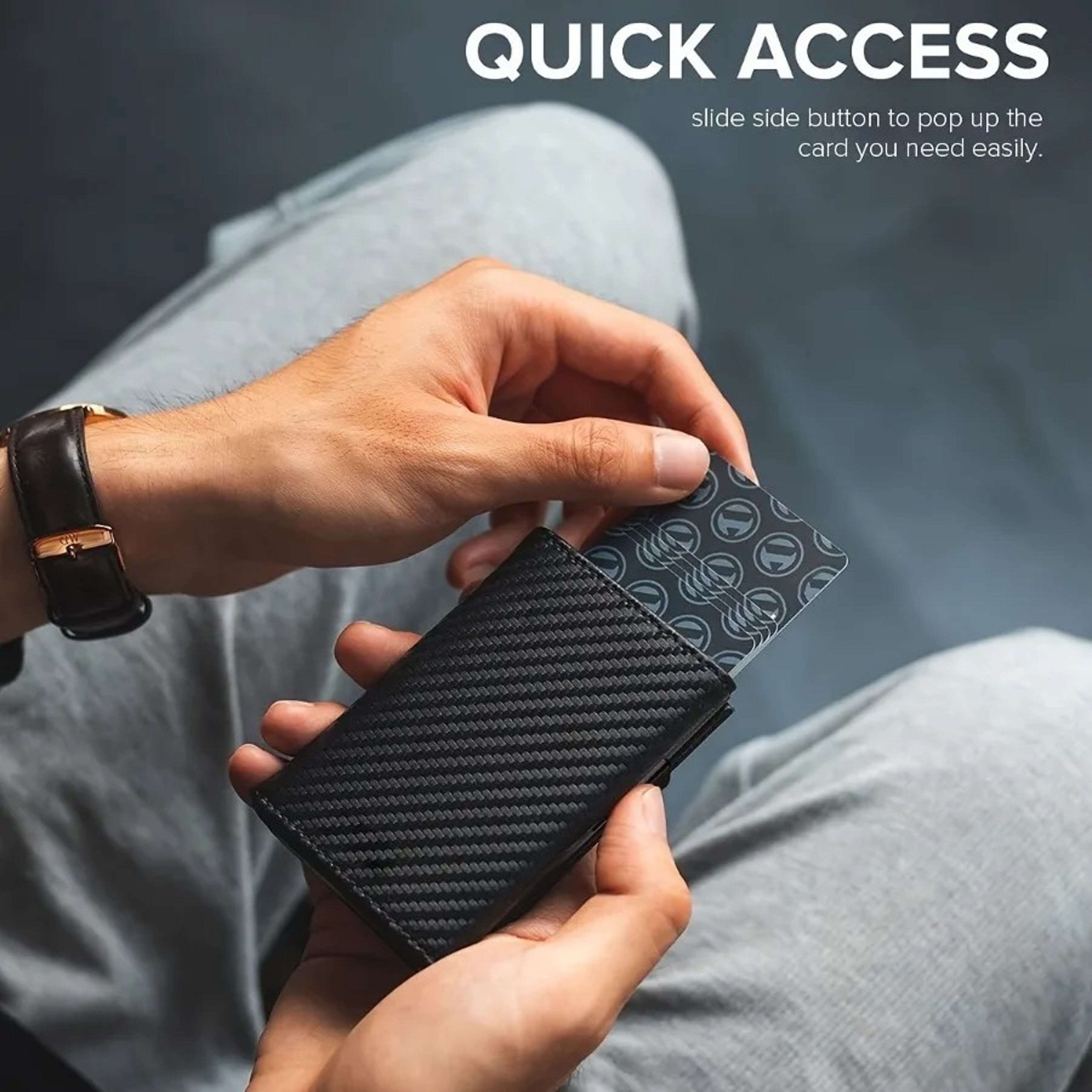 Automatic Popup Metal Credit Card Holder Mens Wallet With Zipper Coin Purse Minimalist RFID Blockin 2