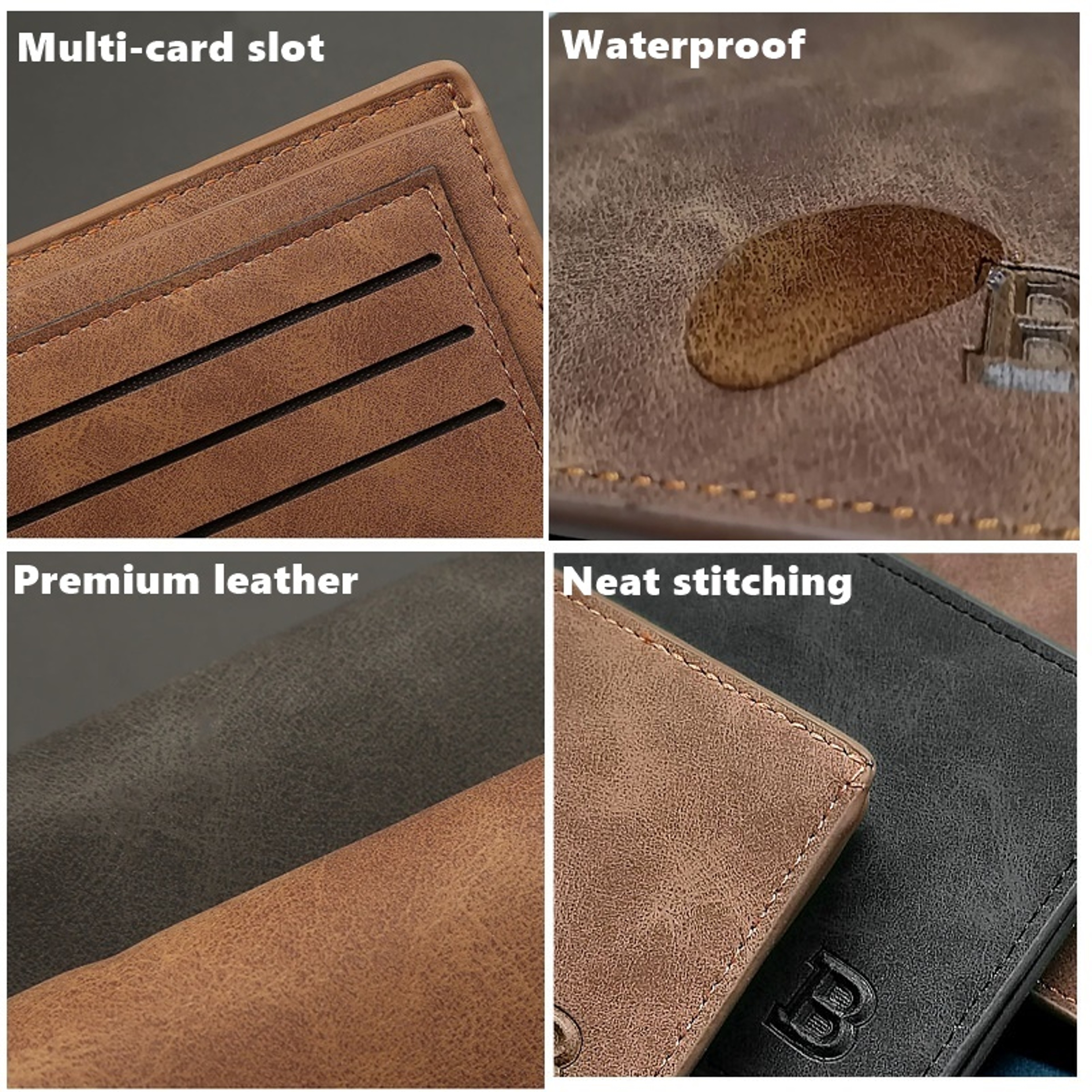 Top Men Thin Wallet with Coin Bag Zipper, New Retro Men Leather Wallets, Small Money Purses Design – view 5