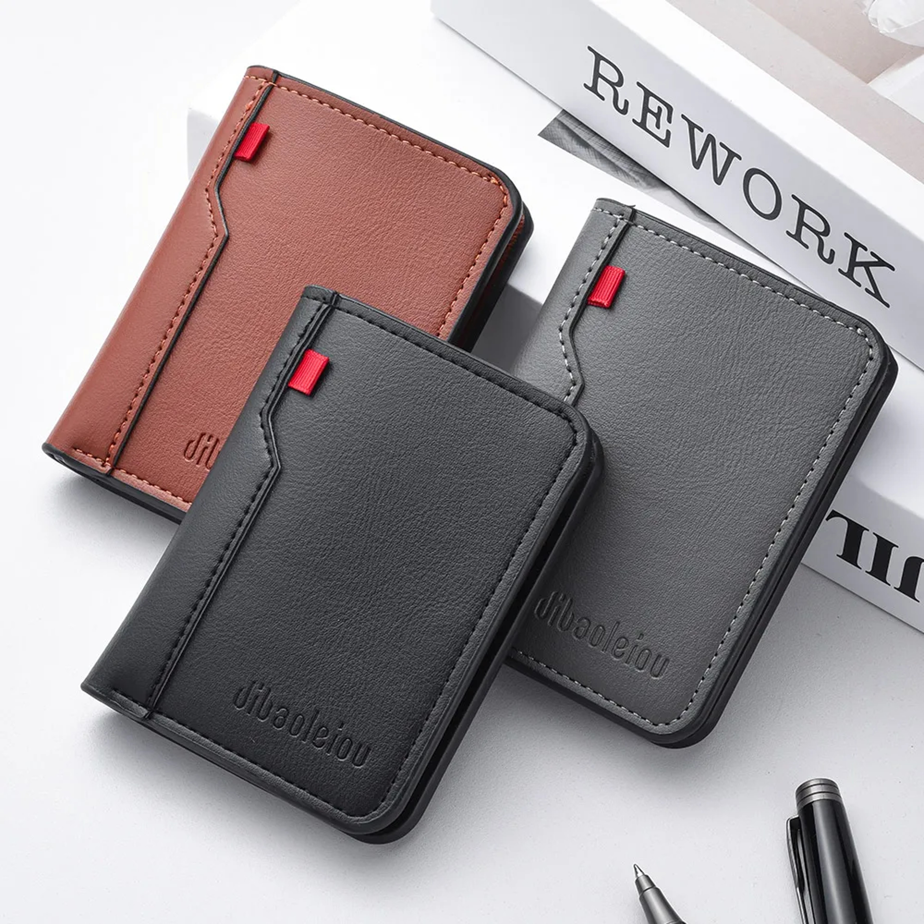High Quality Short Vertical Mens Wallet Ultrathin PU Leather Card Holder 0