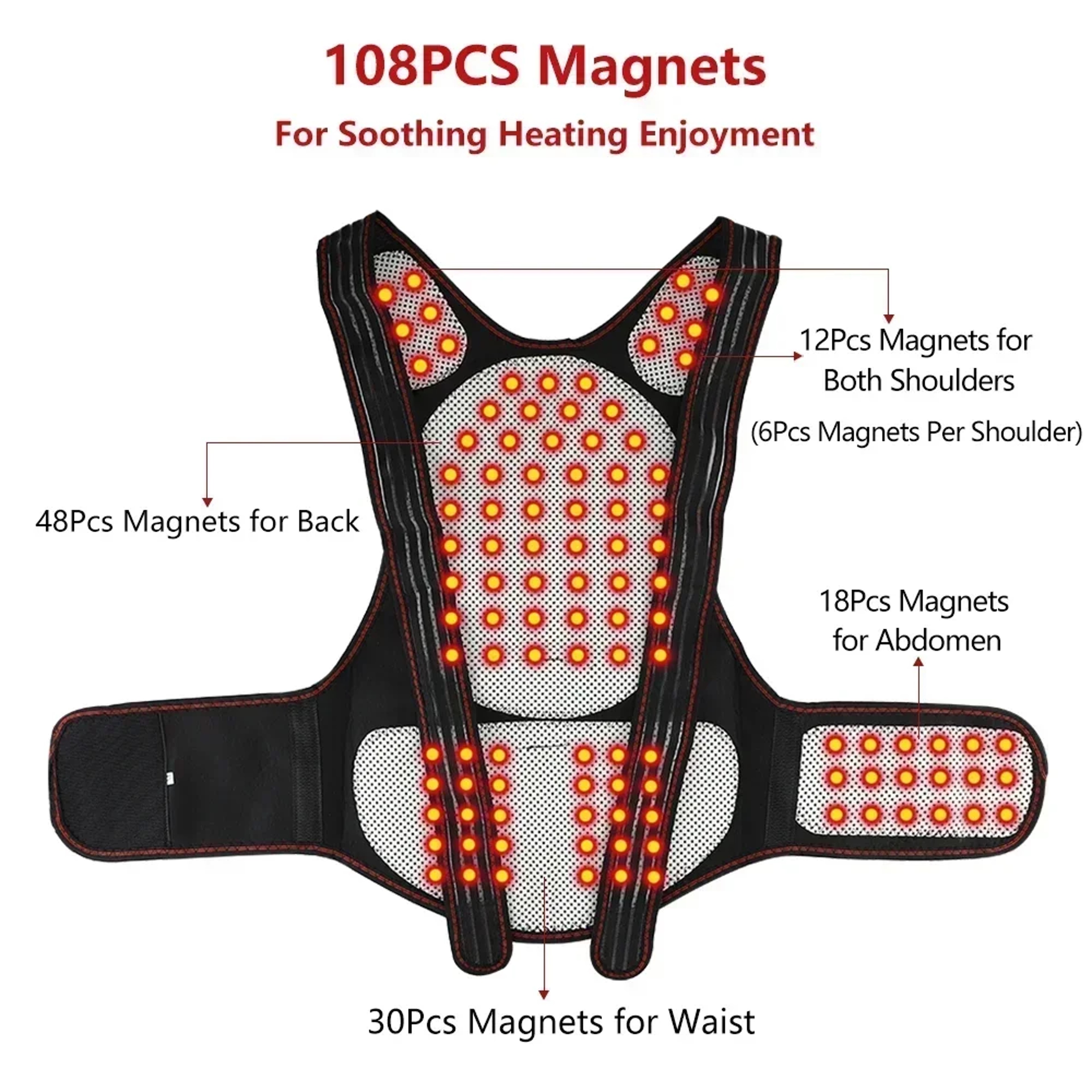 Magnetic Self-heating Massage Warm Back Support Vest, Shoulder Spine Posture Correction, Magnetic Heating Vest Home Use – view 5