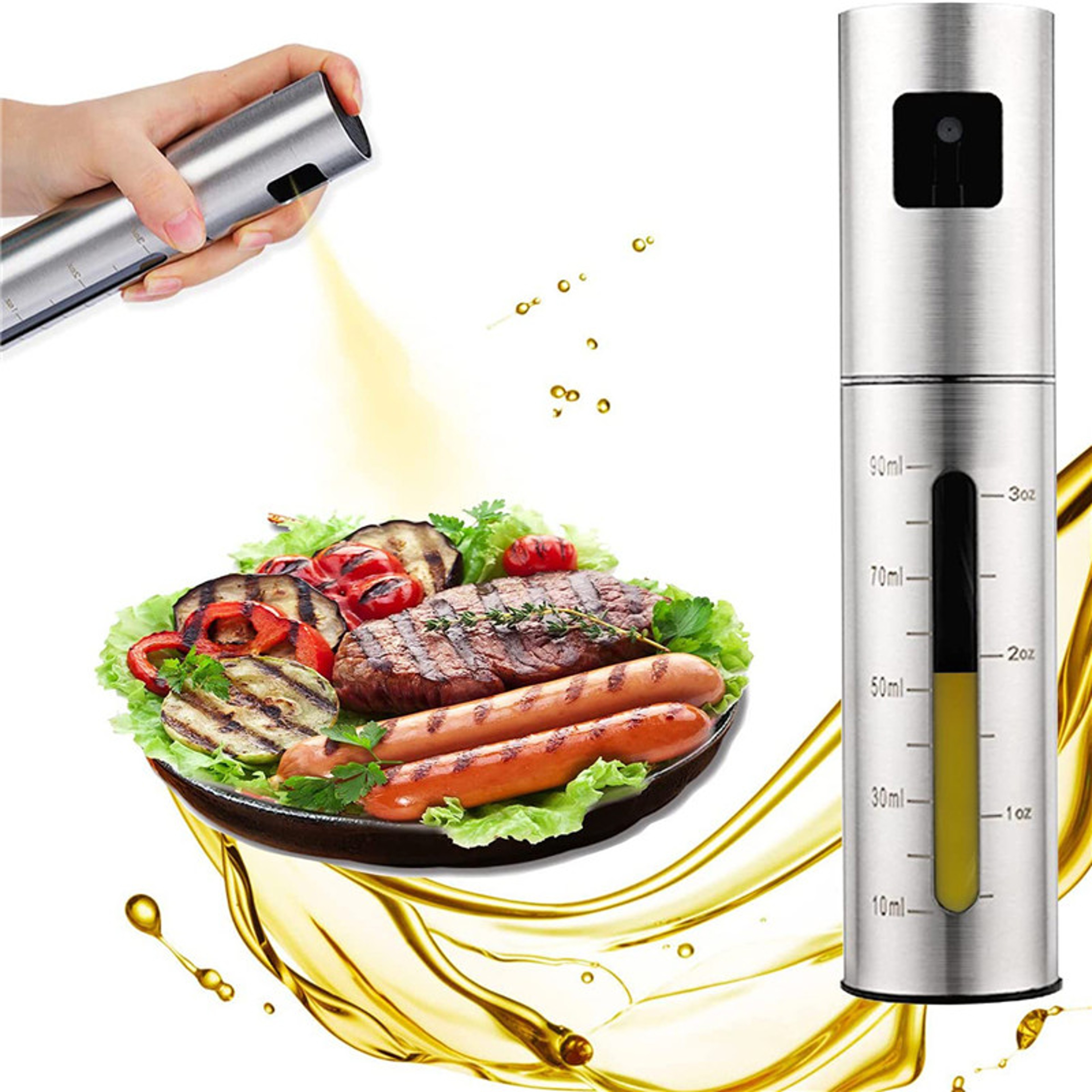 Stainless Steel Oil Spray Bottle BBQ Baking Olive Oil Sprayer Kitchen Vinegar Seasoning Bottle 1