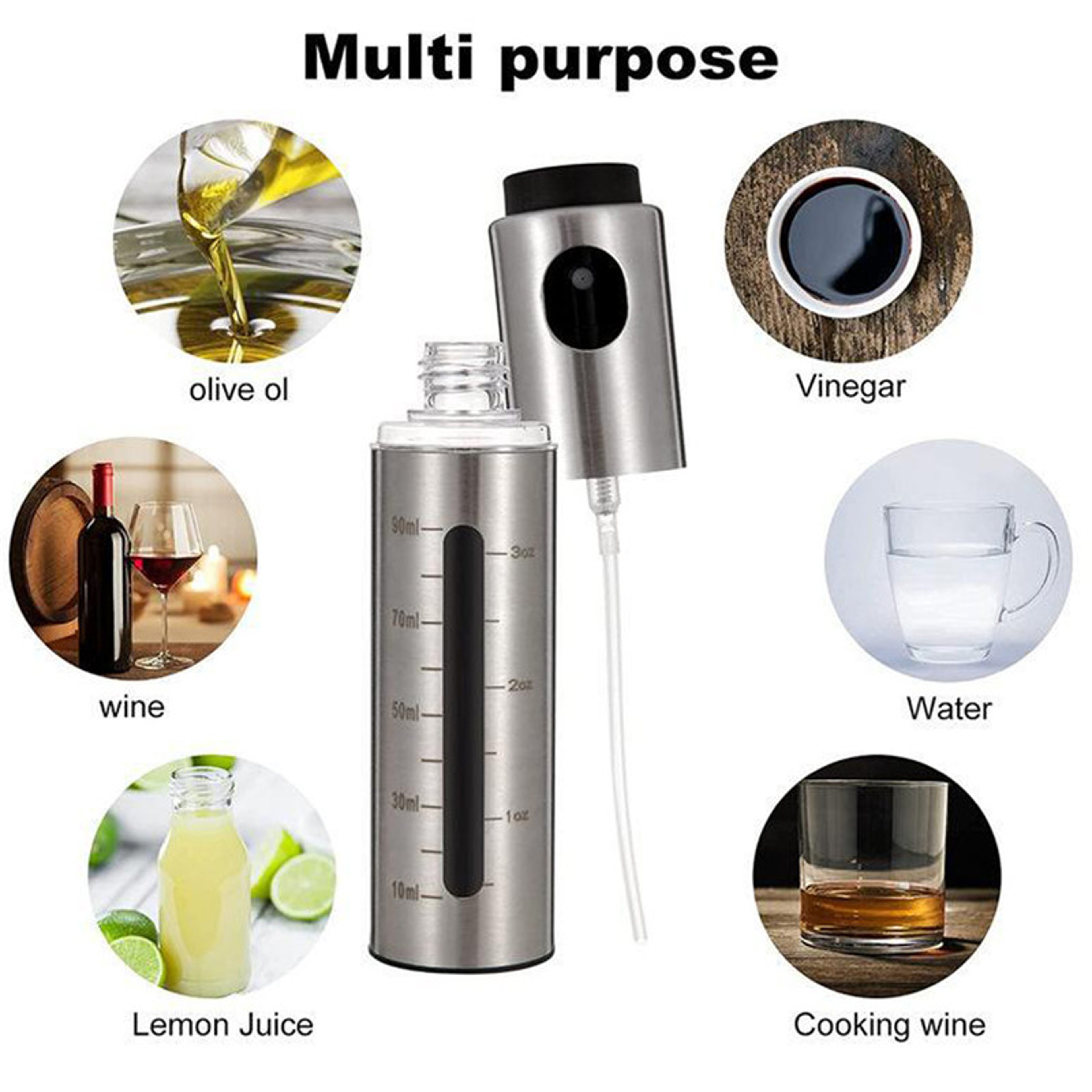Stainless Steel Oil Spray Bottle BBQ Baking Olive Oil Sprayer Kitchen Vinegar Seasoning Bottle 4
