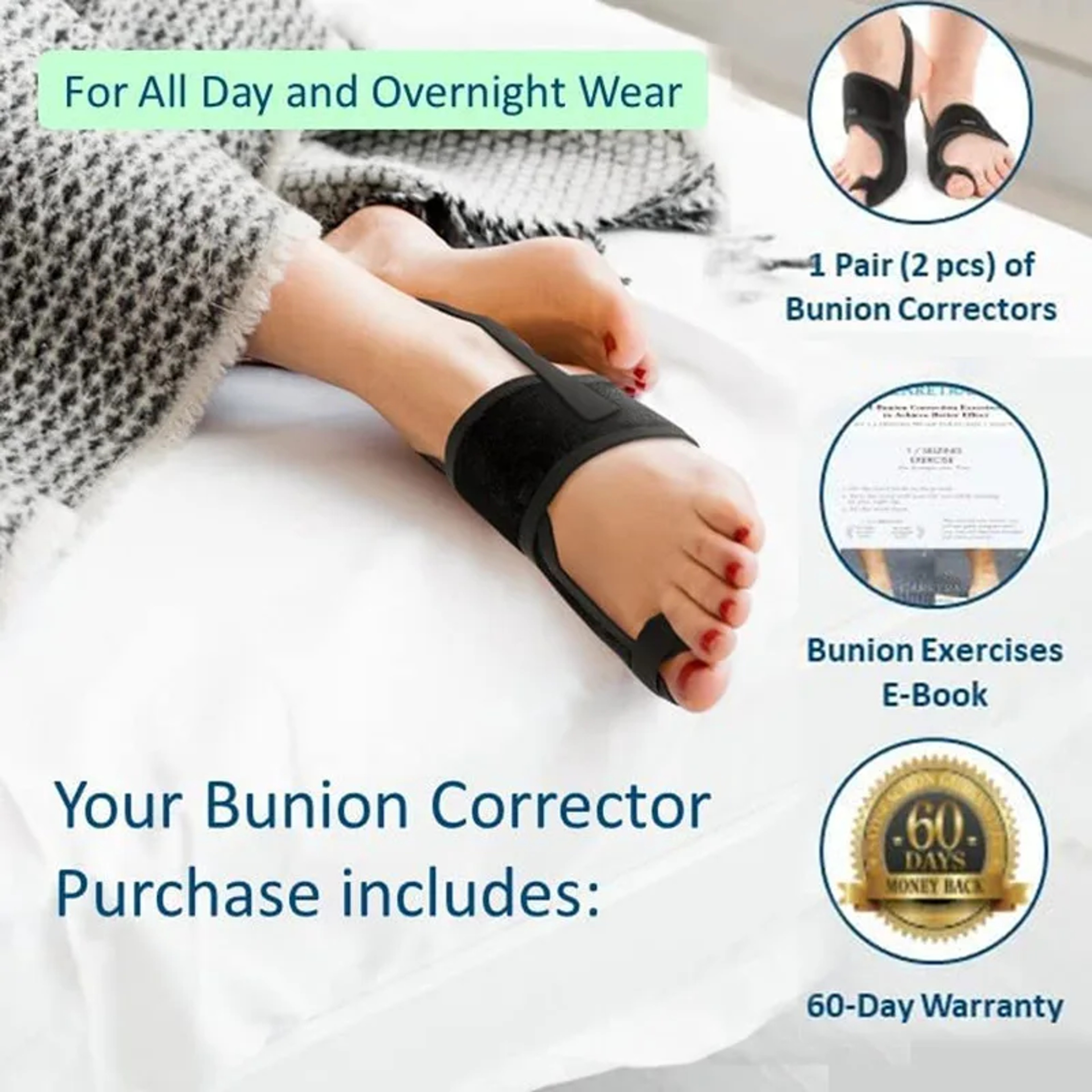 Nonsurgical Orthopedic Bunion Splint Big Toe Separator Hammer Toe Straightener Pain Relief 3