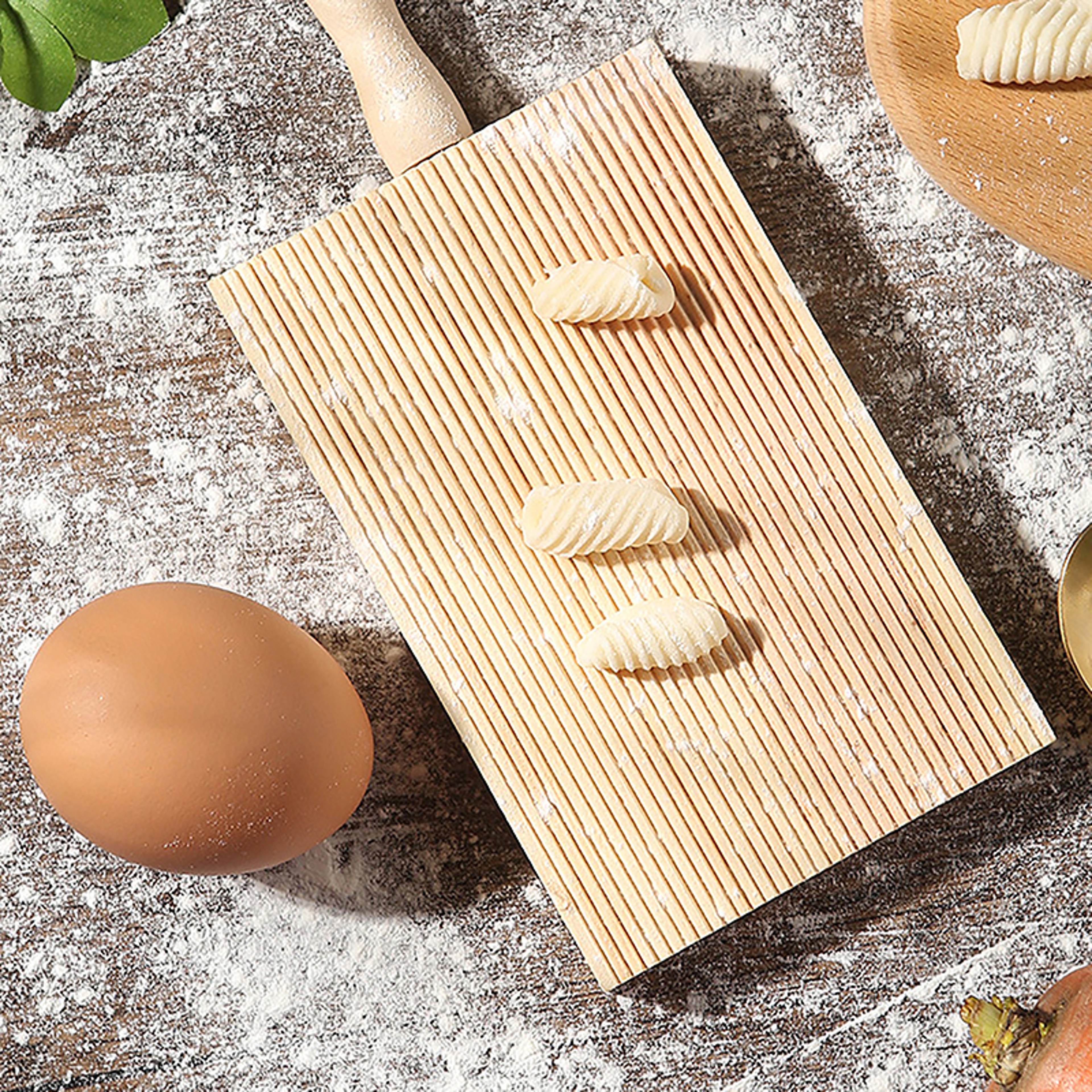 Pasta Gnocchi Macaroni Board NonSticky Wooden Garganelli Board With Handle 2