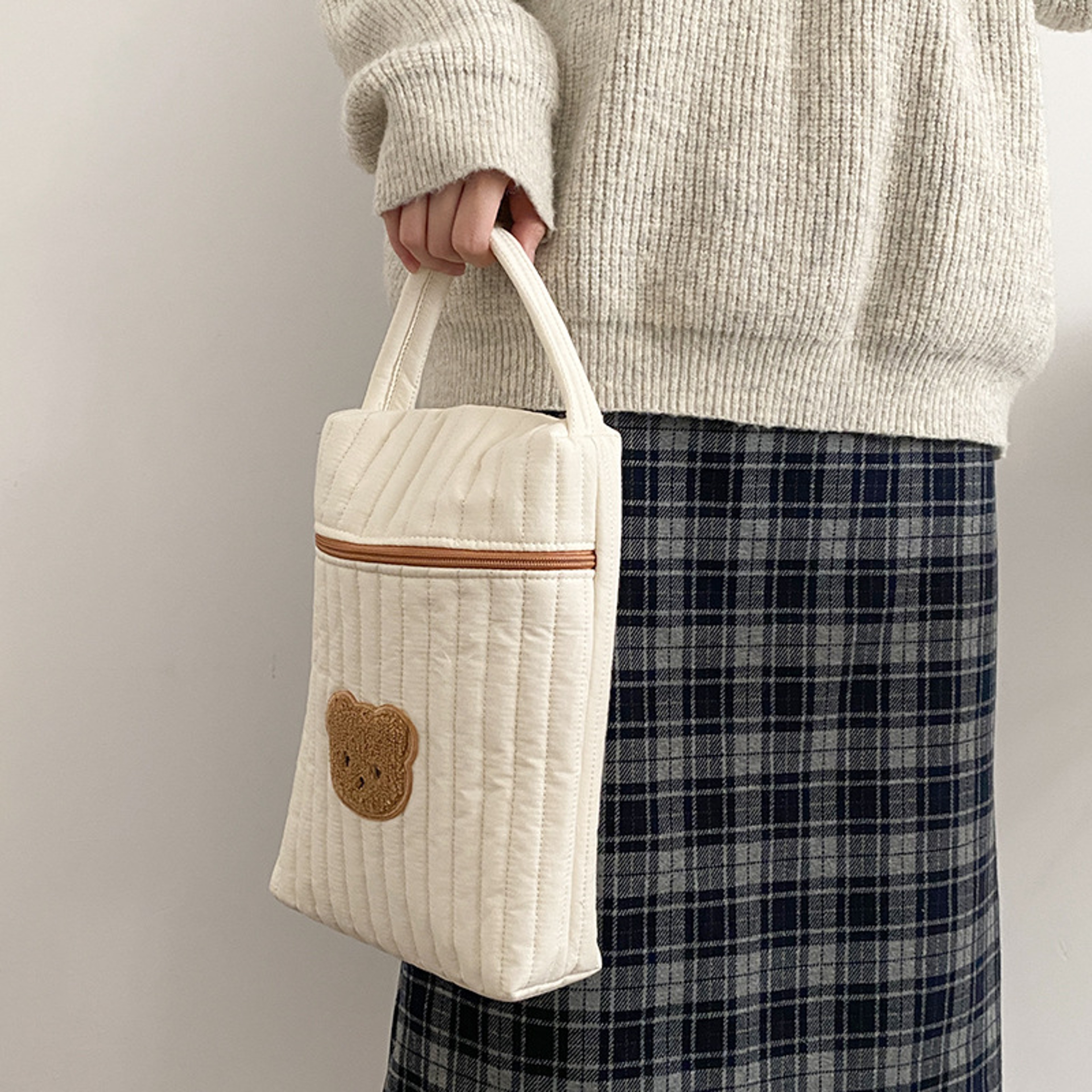 Zipper Women Handbags Maternity Bag Cartoon Cotton Bear Mommy Diaper Bag 2