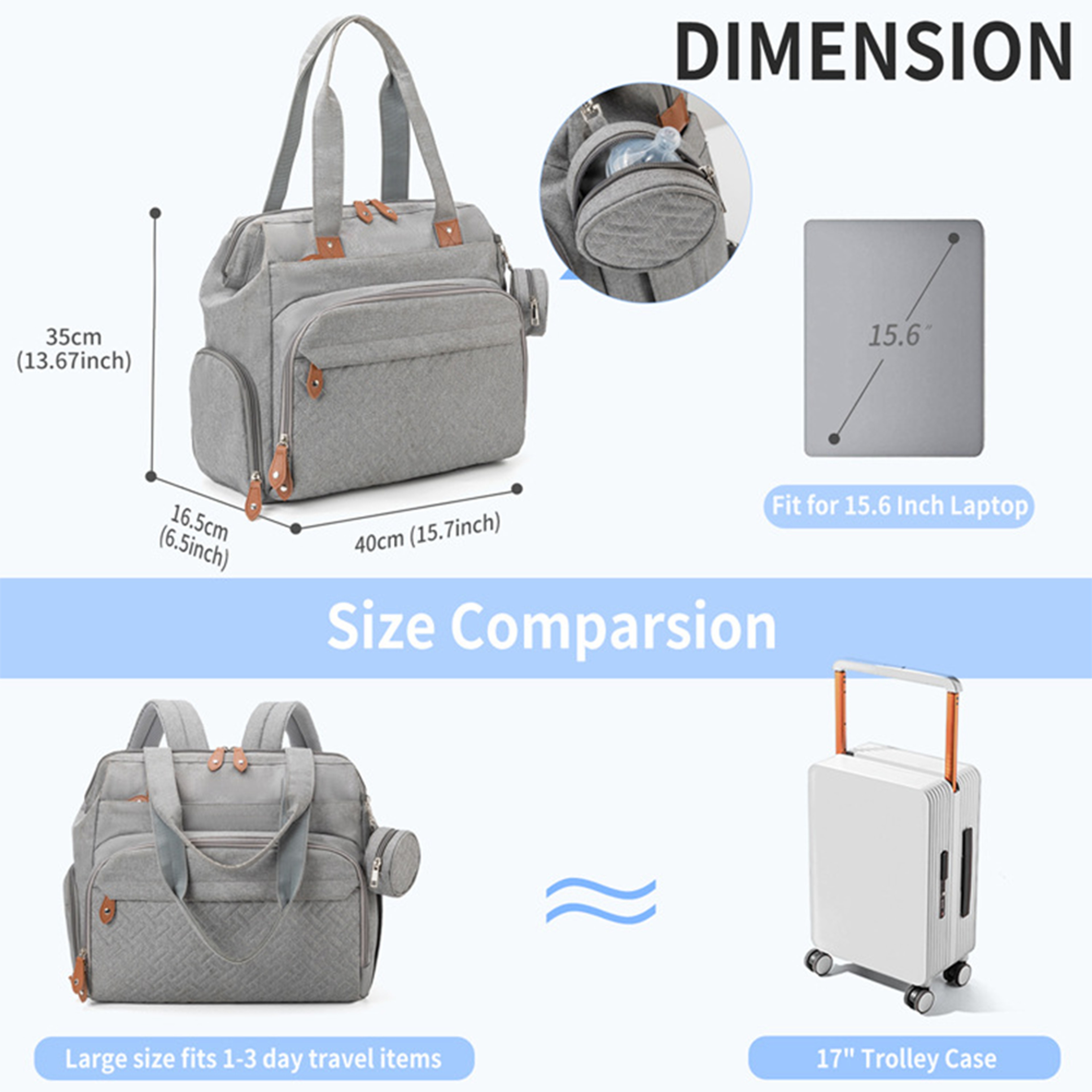 Maternity Backpack for Mommy, Large Size Mom Dad Baby Diaper Bags with Pacifier Bag, Nappy Bag for Baby Things – view 3