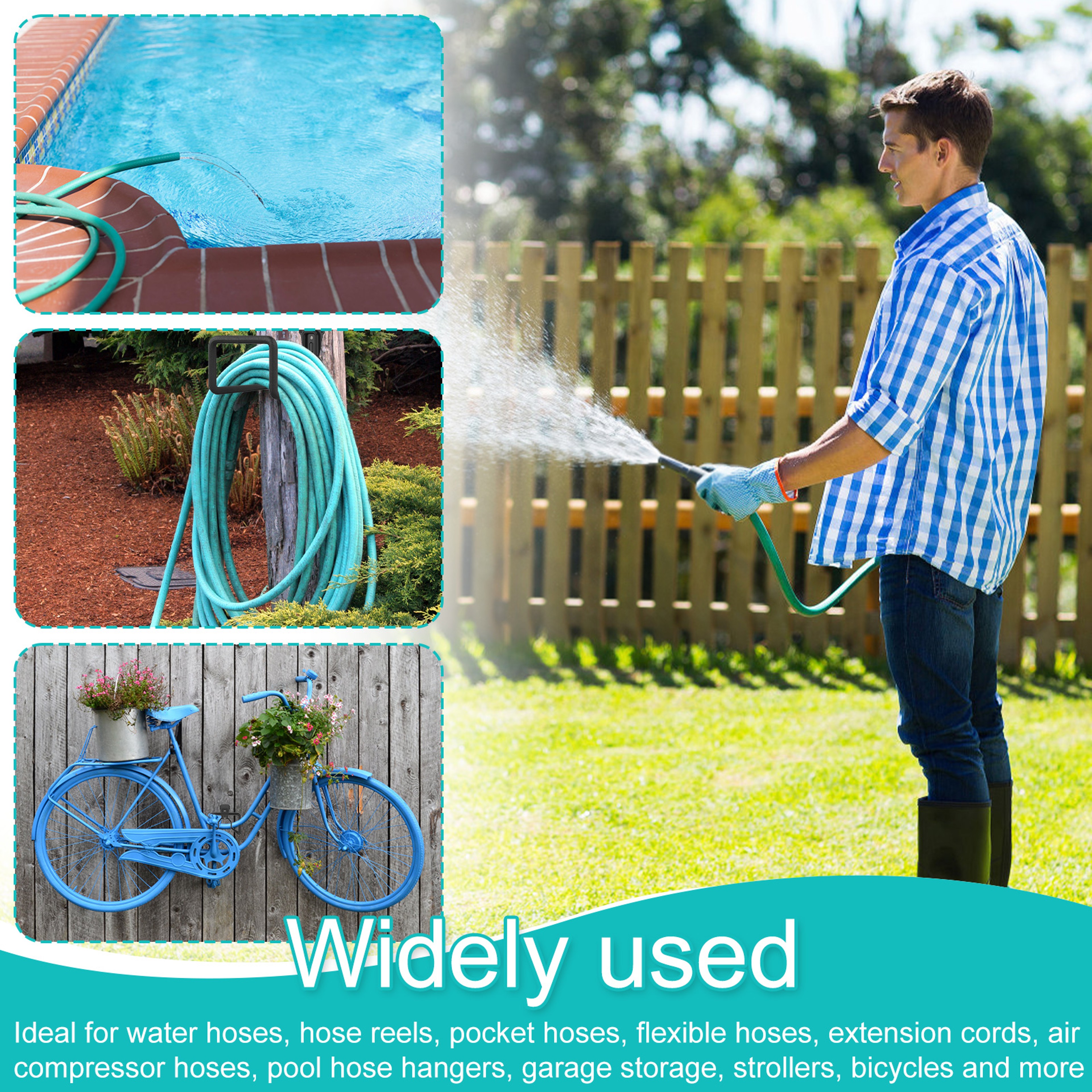 Sturdy Storage Bracket Pipe Reel Rack, Metal Hose Holder Wall Mounted, Garden Water Hose Holder – view 4