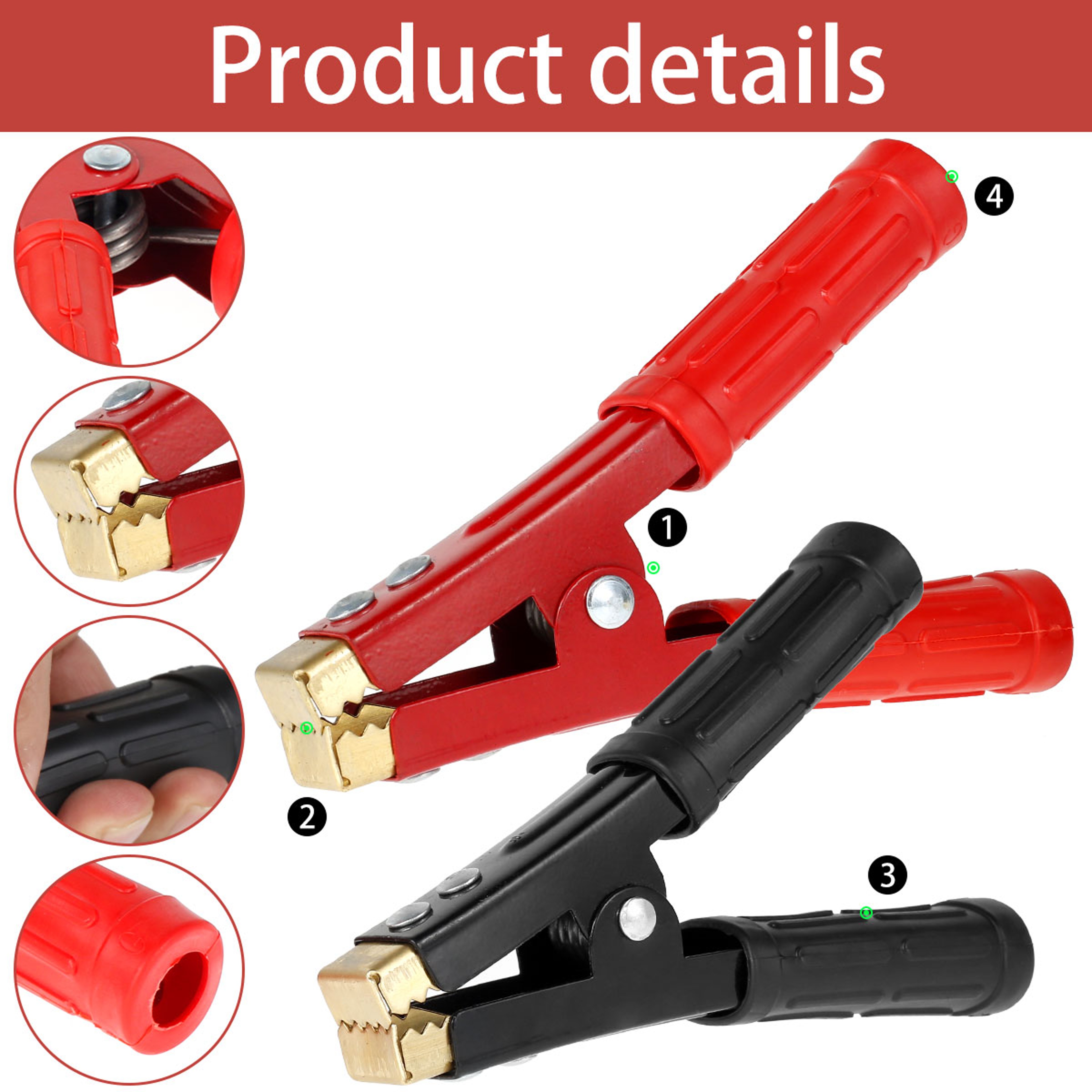 Car Battery Clamp Electrical Jumper Wire Test Clip Pure Copper Alligator Clip Heavy Duty 4