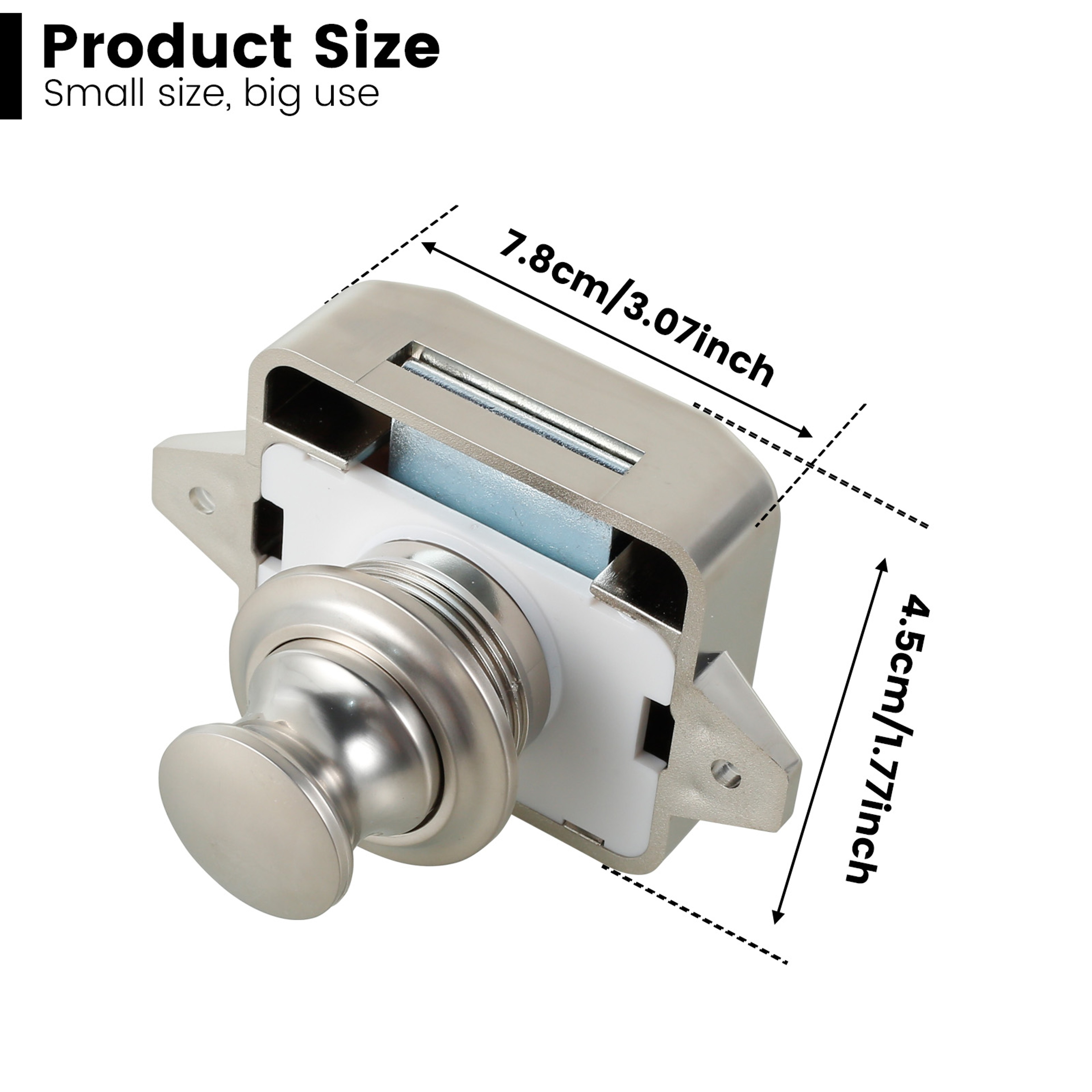 Elegant Push Button Latch Door Catch For Cabinet Keyless Cupboard Locks For RV Drawer 5