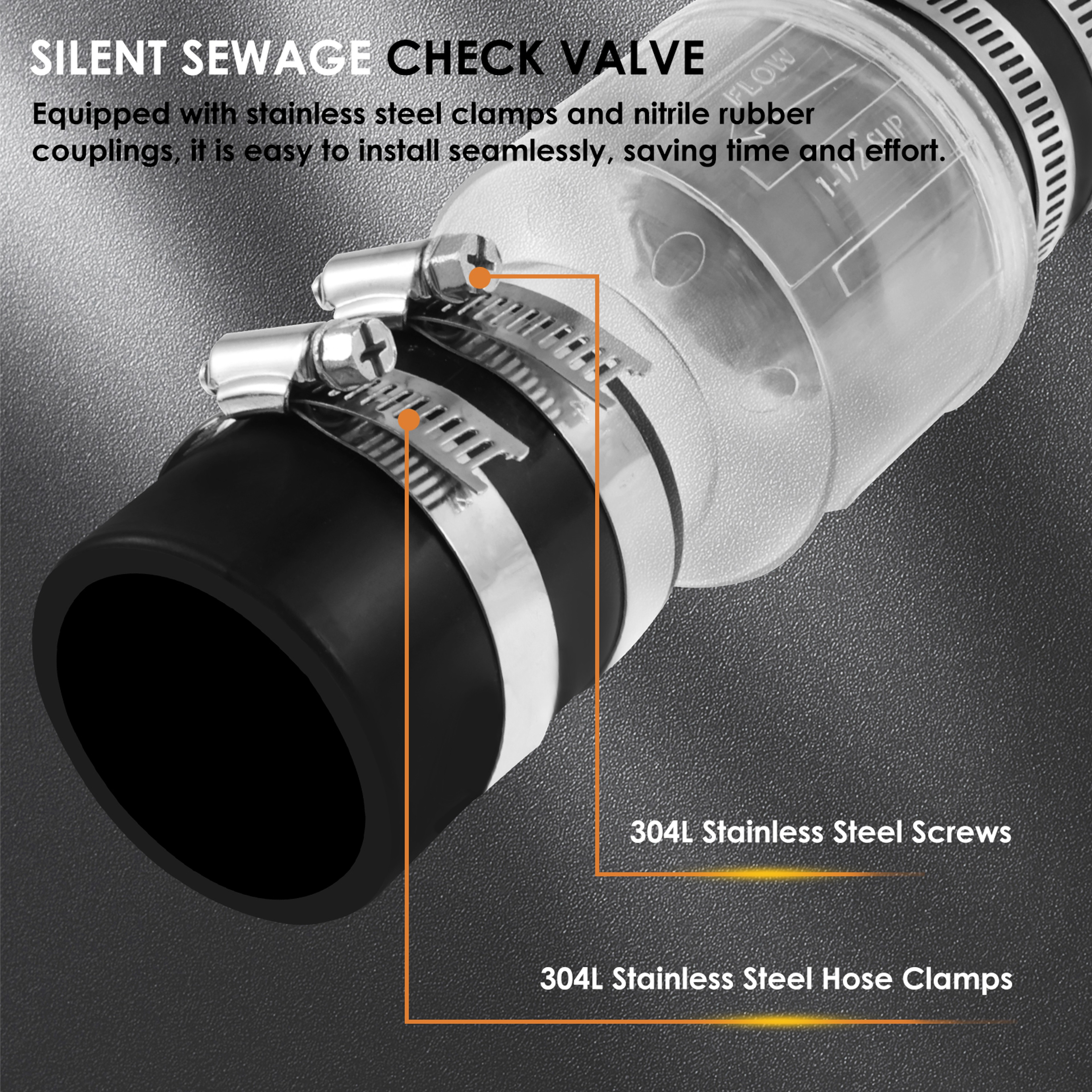 Sump Pump Check Valve, Silent Check Valve, Spring Loaded Flapper, Replacement Sewage Pump Valve for Kitchen Bath – view 5
