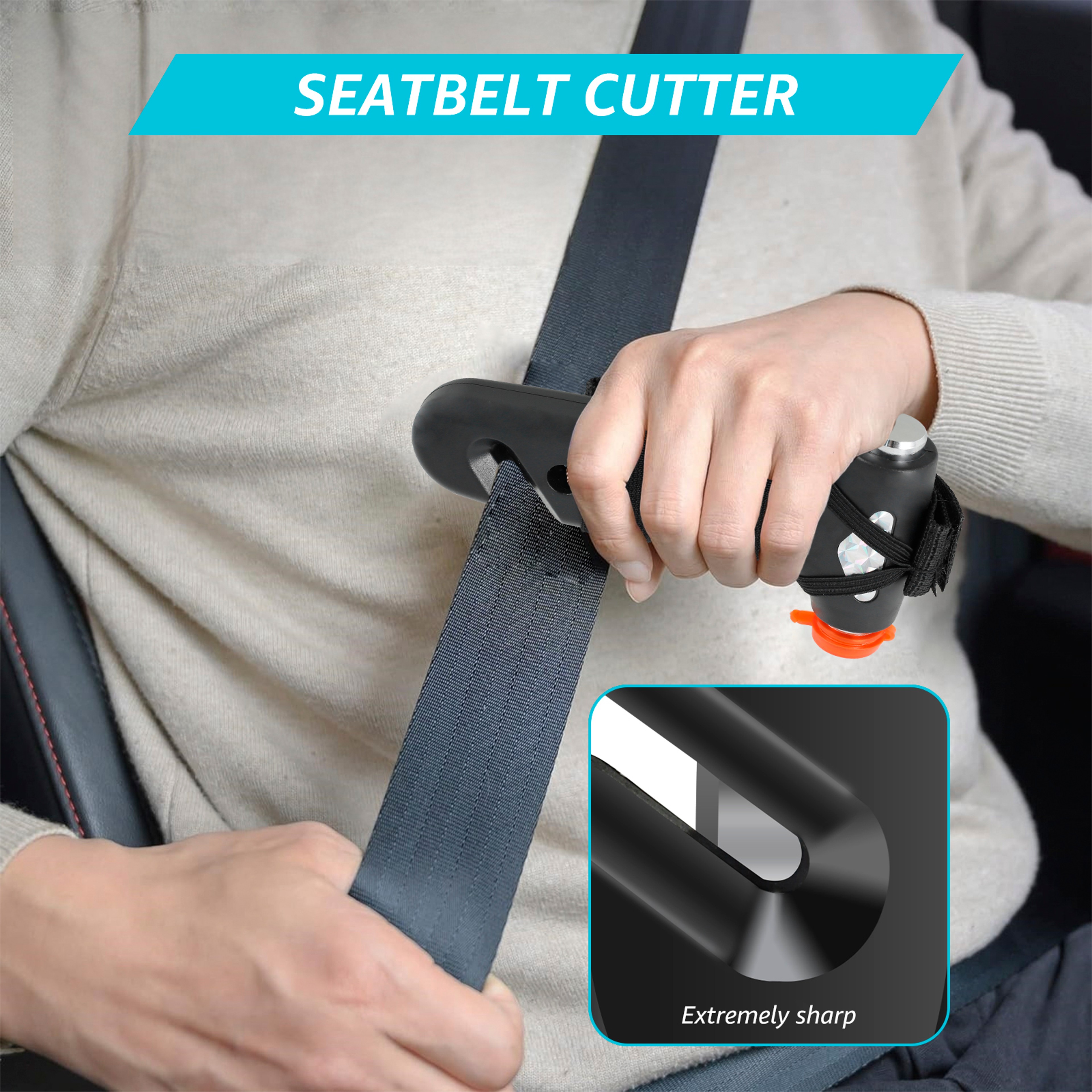 Universal Car Emergency Tool 3in1 Car Safety Hammer With Belt Cutter LifeSaving Glass Breaker 3