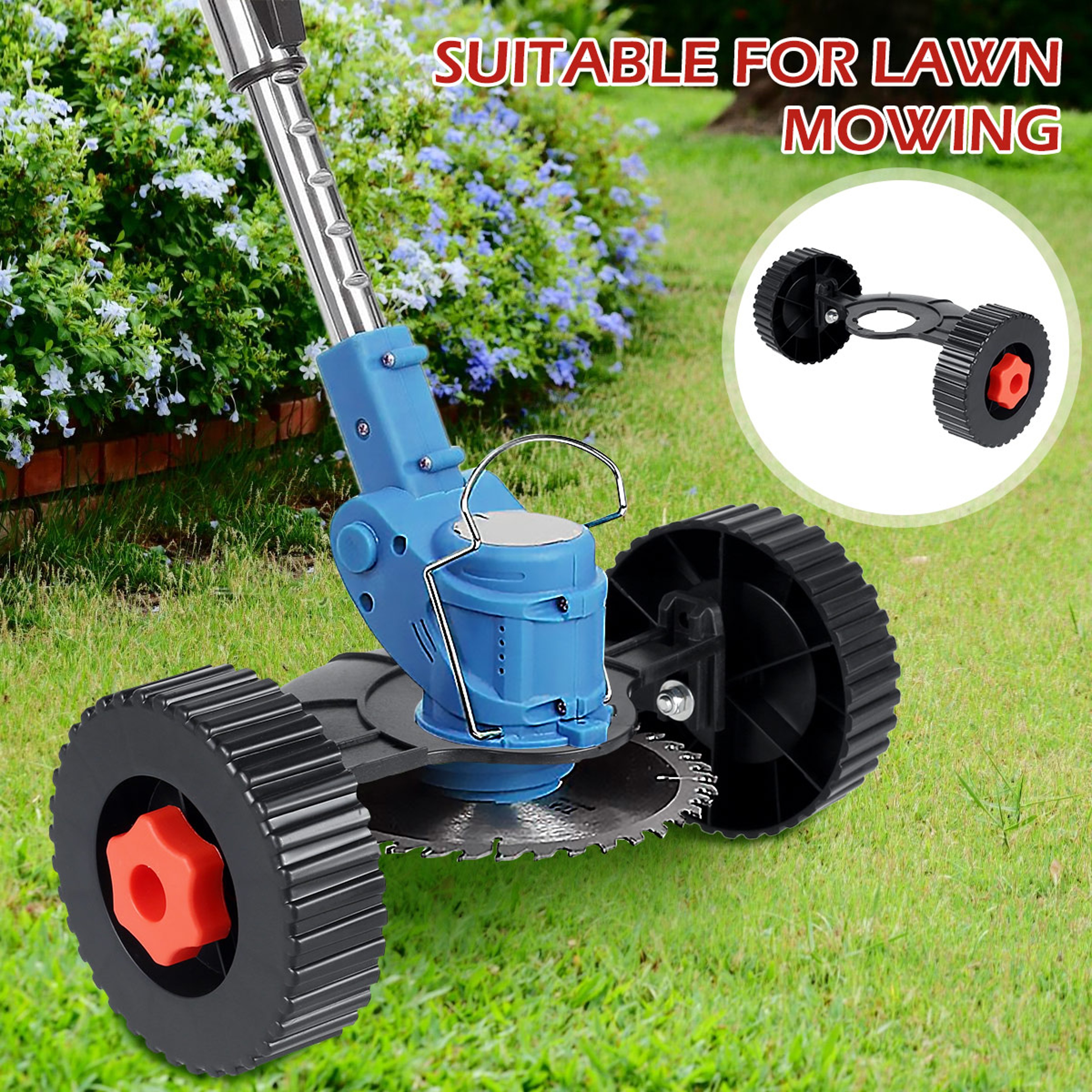 Flexible Quick Change Adjustable Lawn Trimmer Head Attachment, Detachable Auxiliary Wheel, Support Wheel Lawn Mower – view 2