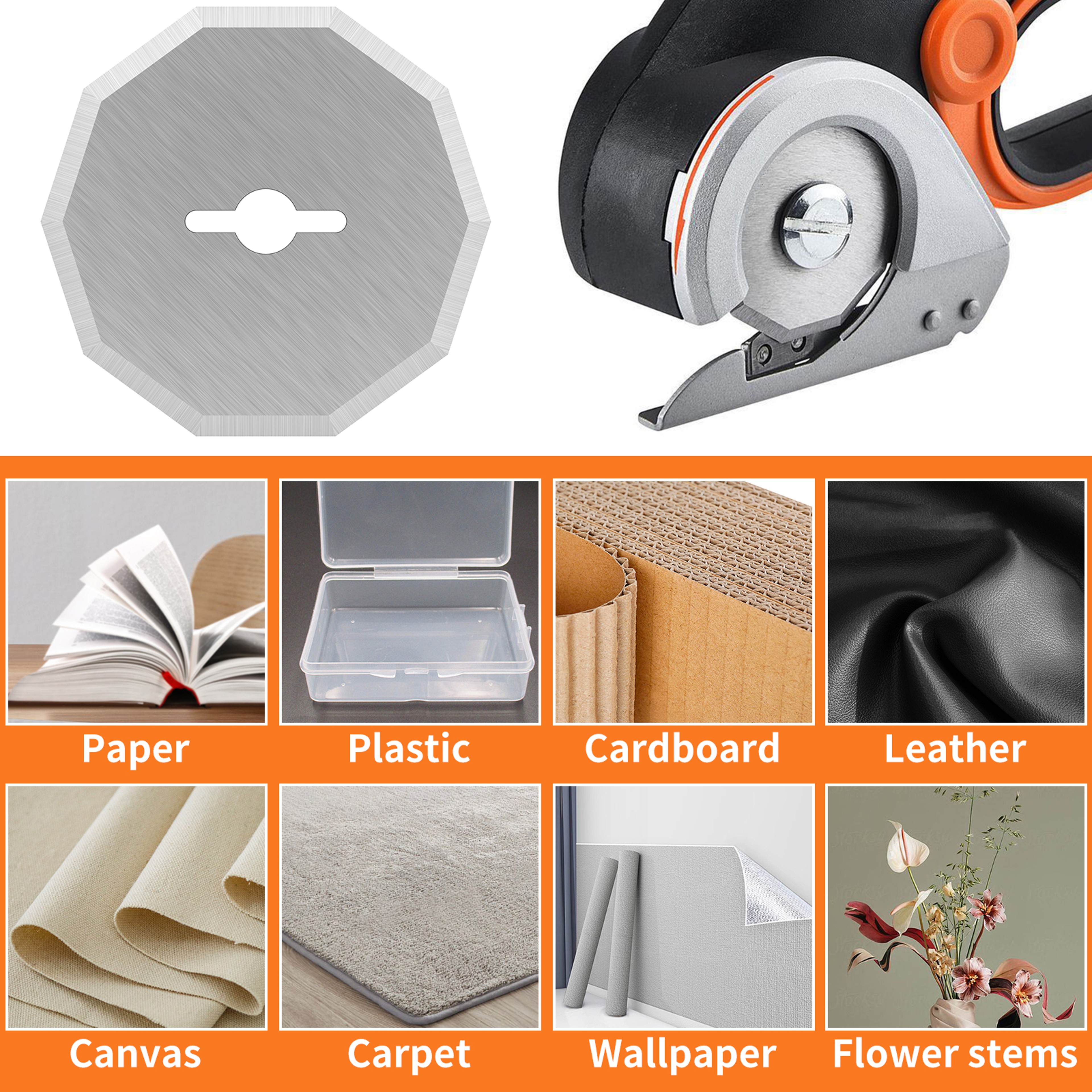 Tungsten Steel Rotary Blade Cordless Electric Scissors Blade Replacement For Leather Carpet Sewing 2