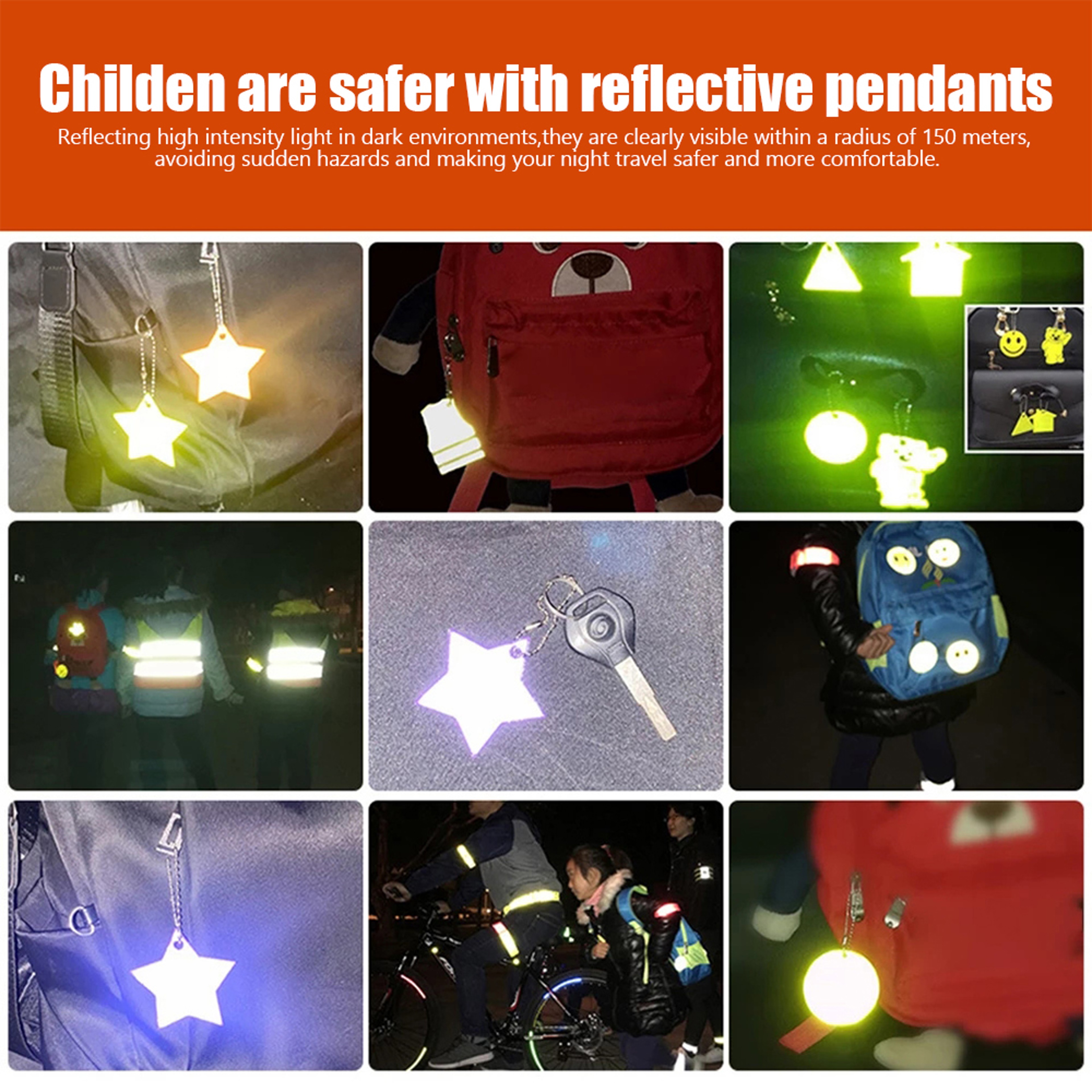 Super Bright Reflector Pendant Stars Key Chain 6 Color Stroller And Bag Decorations 2