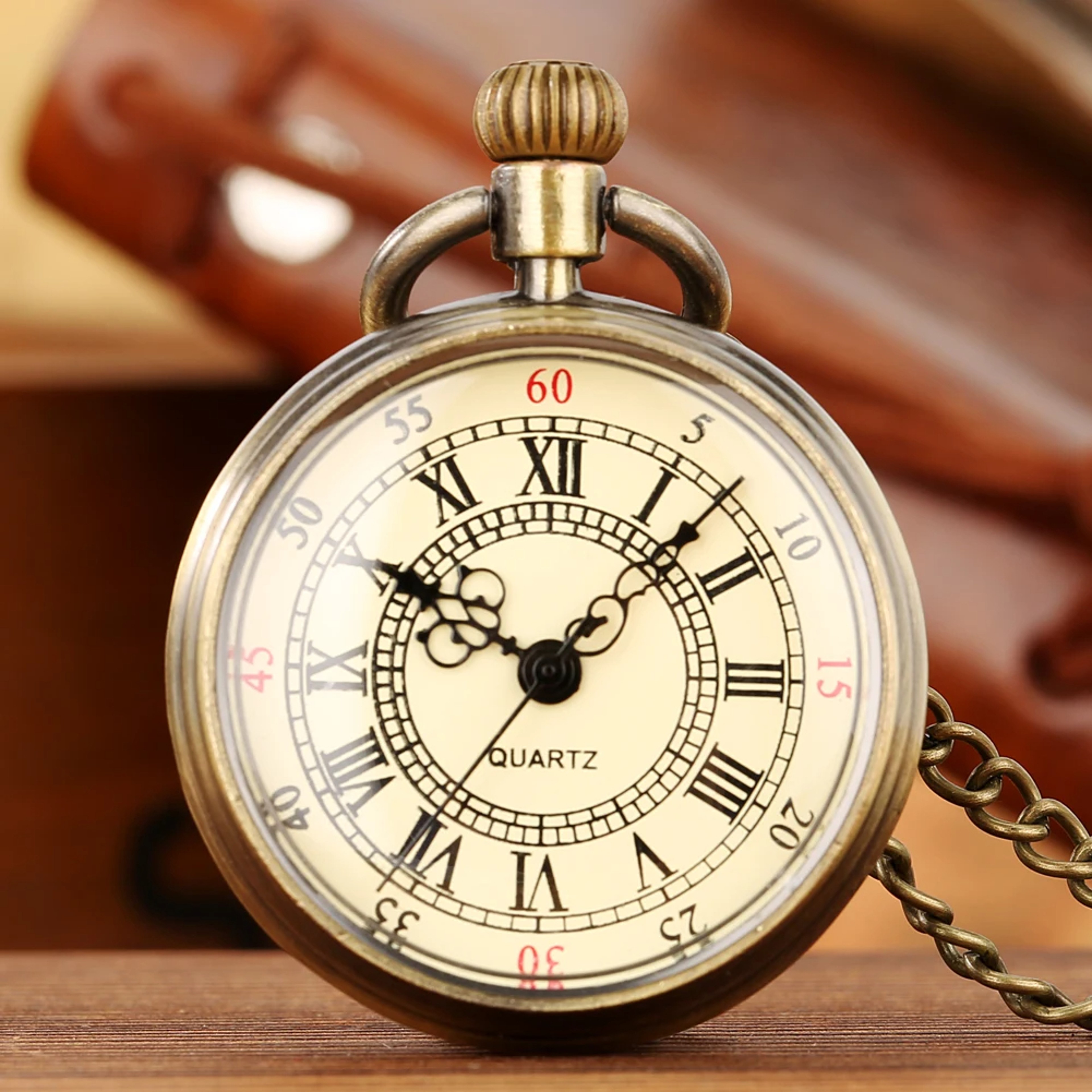 Vintage Fashion Quartz Pocket Watch with Roman Numerals, Steampunk Antique Chain Necklace Pendant for Men Gifts – view 1