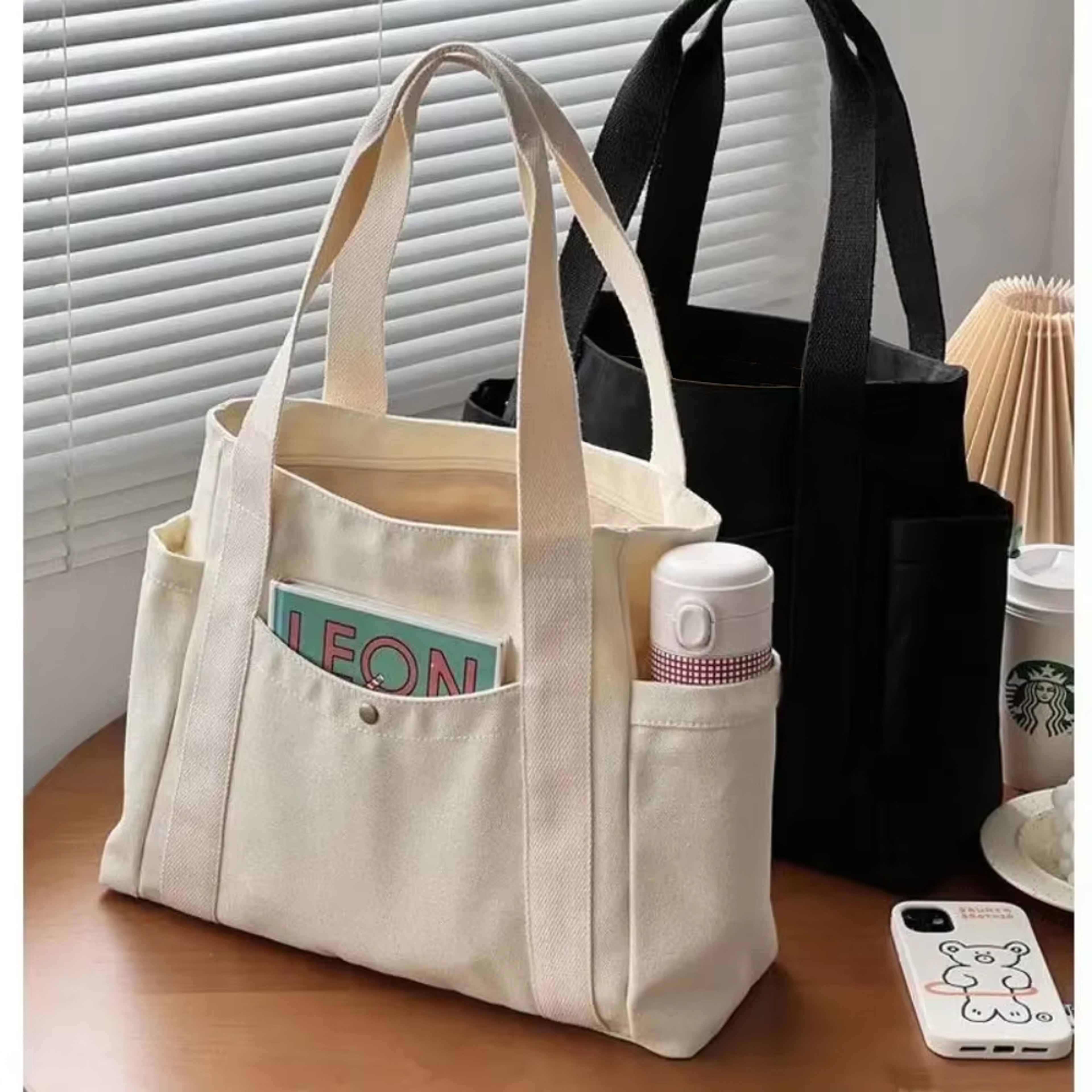 Canvas Tote Bags For Work Commuting Carrying Bag Student Shoulder Bag 0
