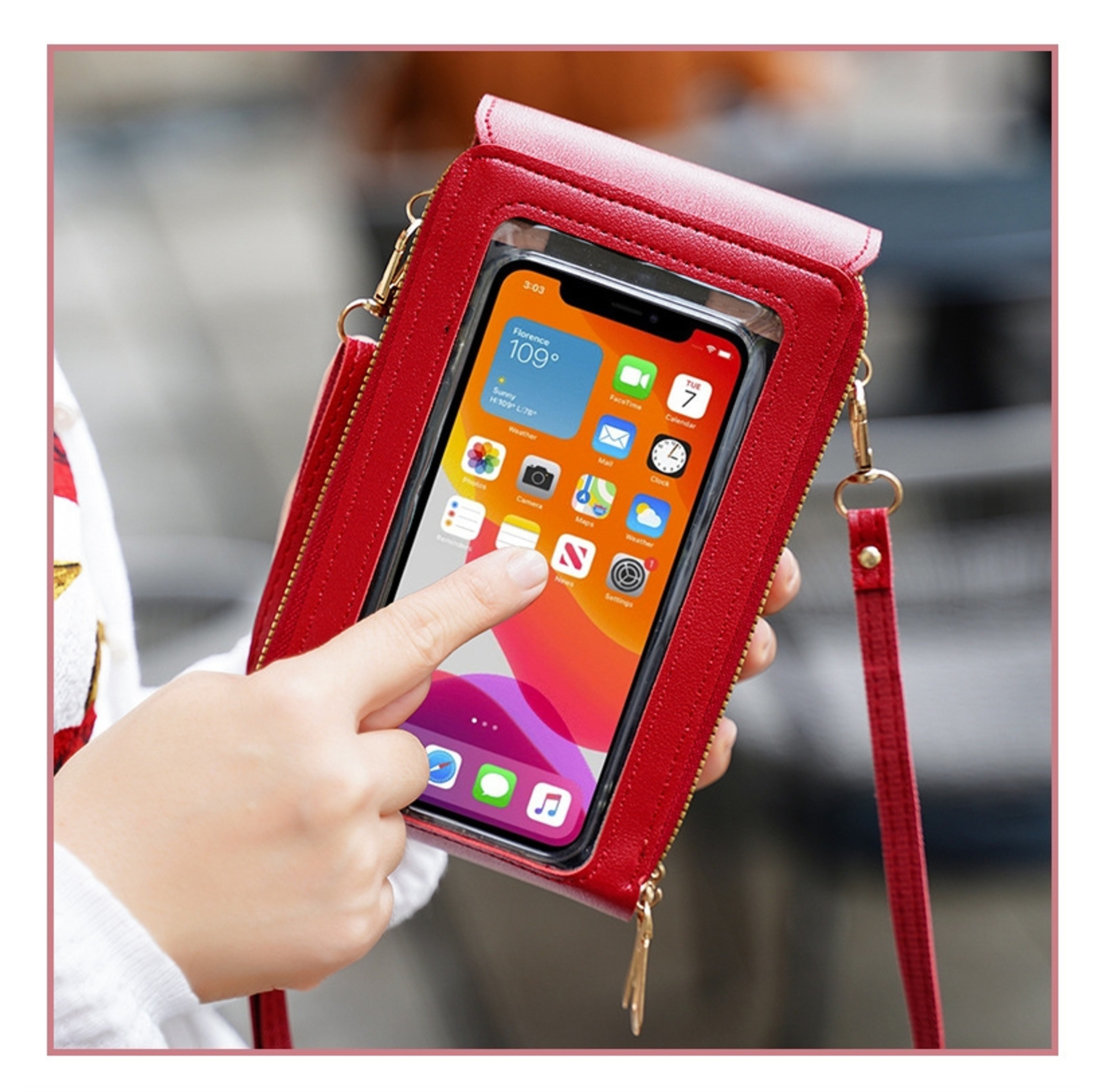 Cell Phone Bag With Touch Screen Lock Crazy Bag Womens Crossbody Shoulder Card Holder 3