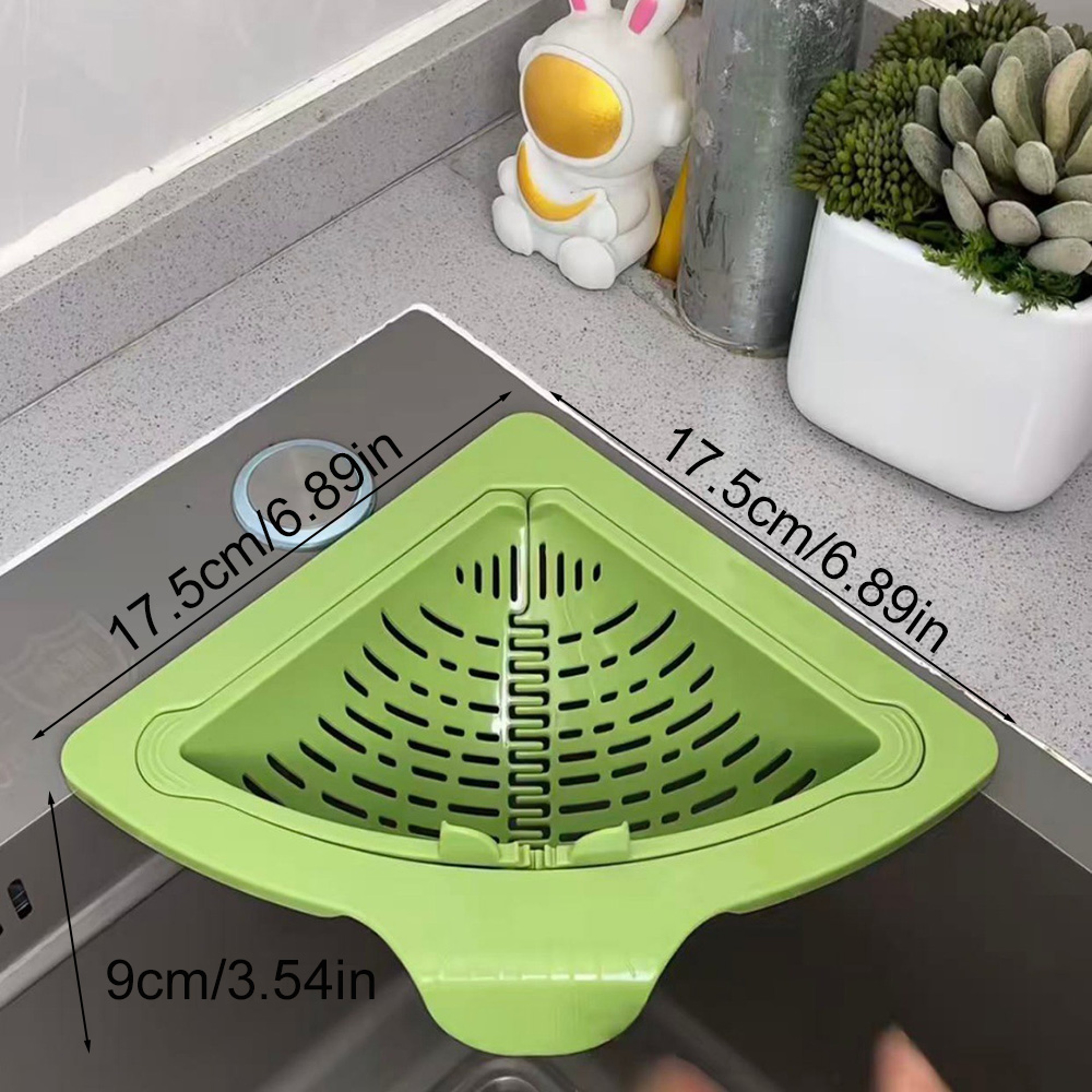 Magnetic Sink Drain Basket, Triangle Food Waste Collector, Vegetable and Fruit Drainage Basket, Kitchen Organizer – view 3