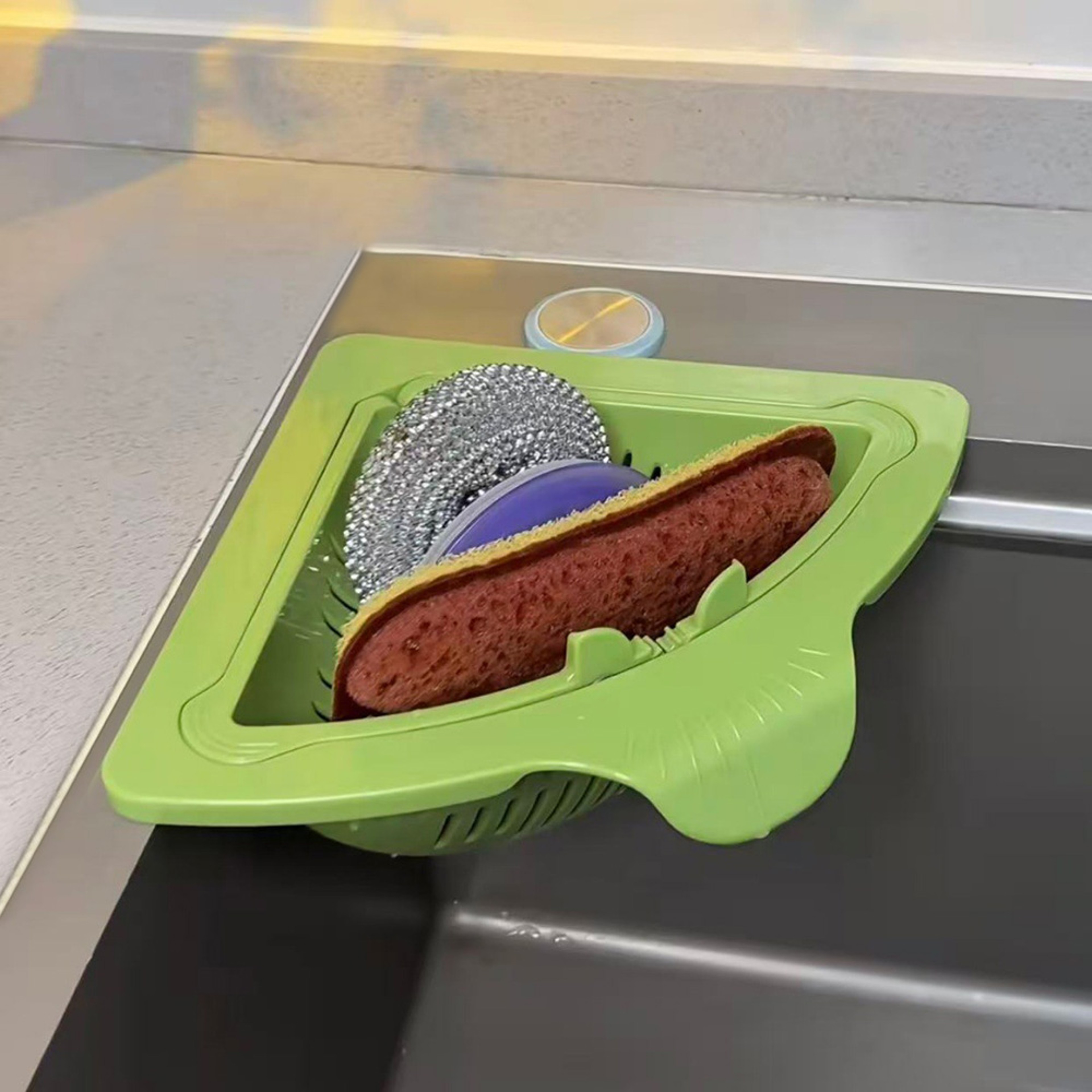 Magnetic Sink Drain Basket, Triangle Food Waste Collector, Vegetable and Fruit Drainage Basket, Kitchen Organizer – view 5