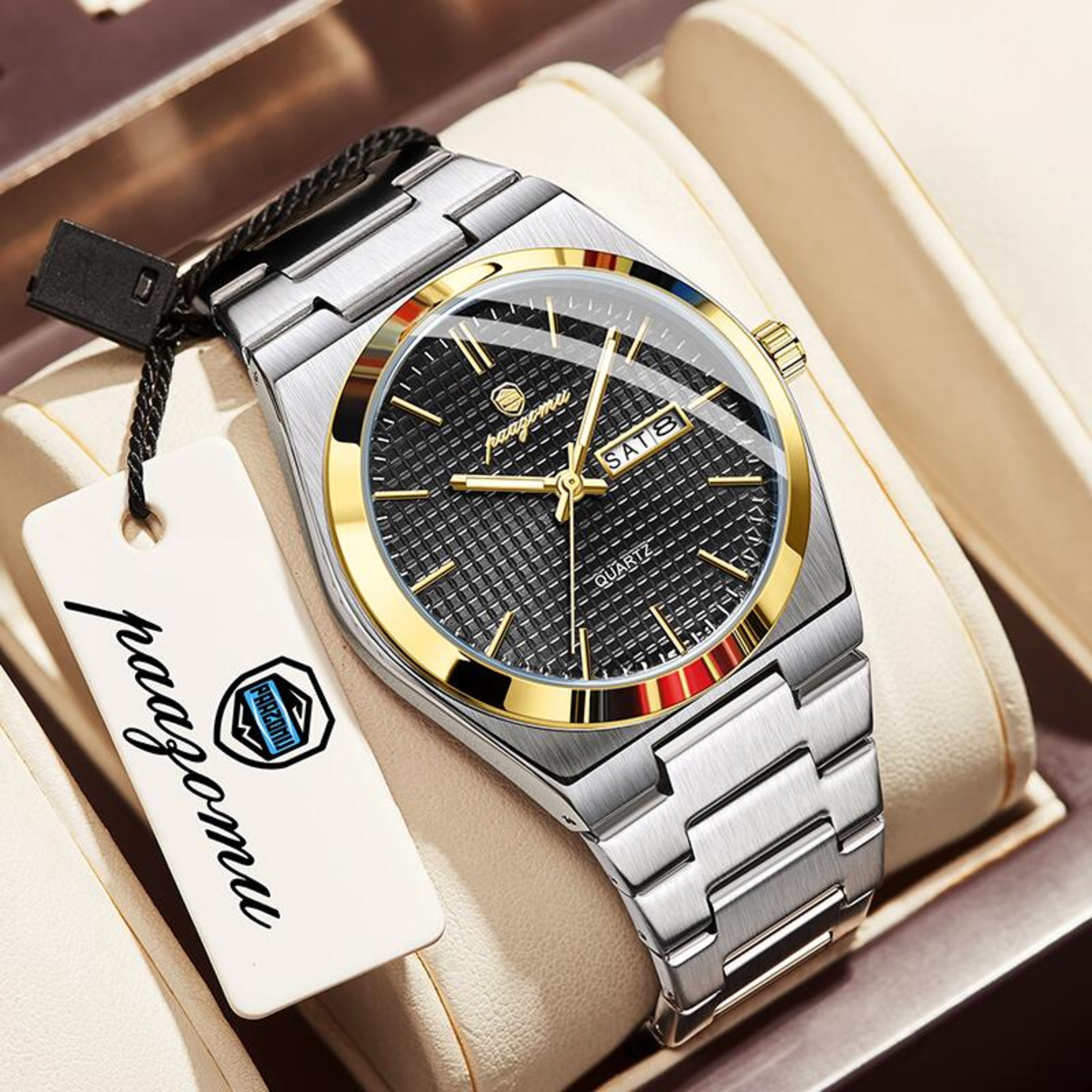 Luxury Men Clock Fashion Waterproof Chronograph Date Watch Original Luminous Leather Quartz Watch F 7