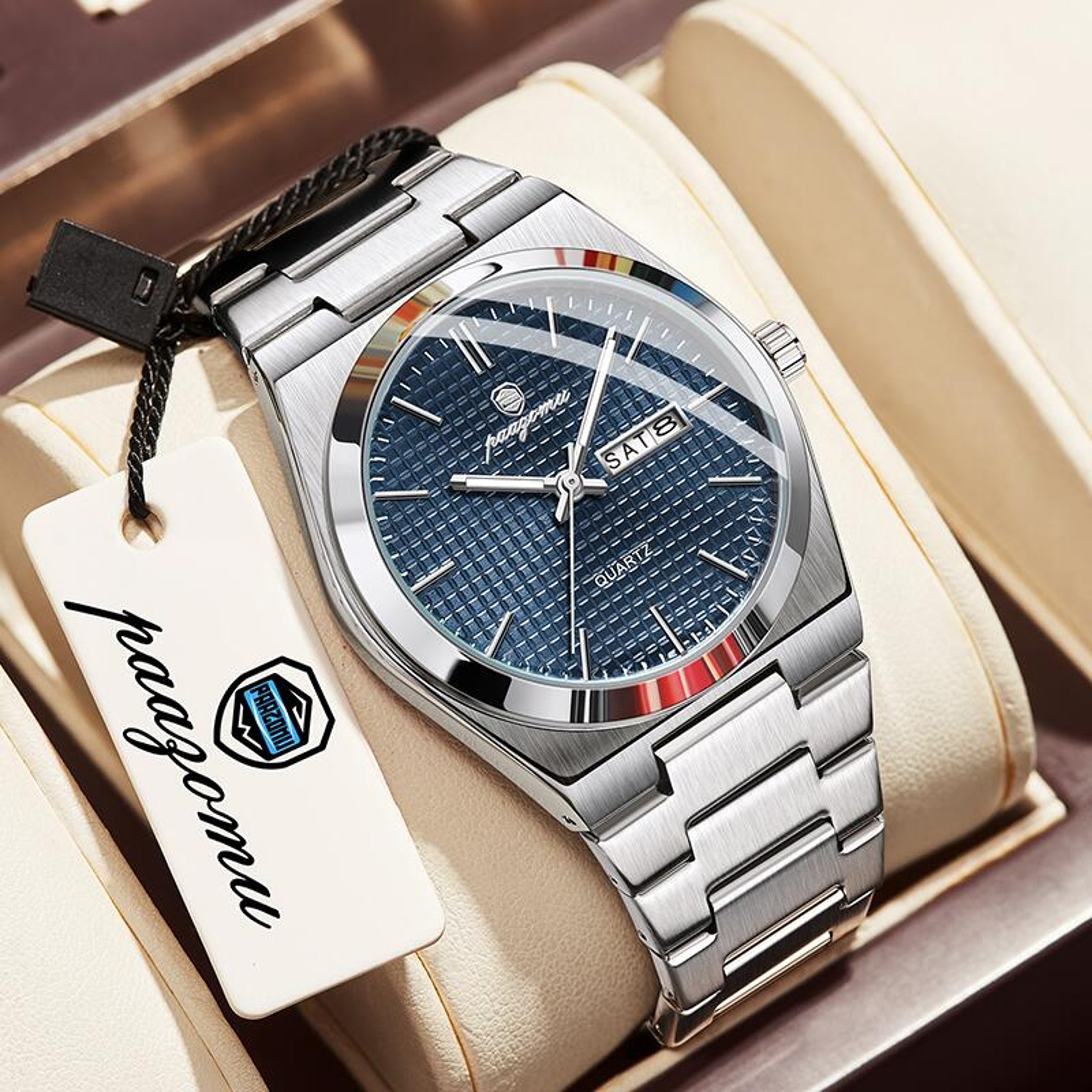 Luxury Men Clock Fashion Waterproof Chronograph Date Watch Original Luminous Leather Quartz Watch F 13