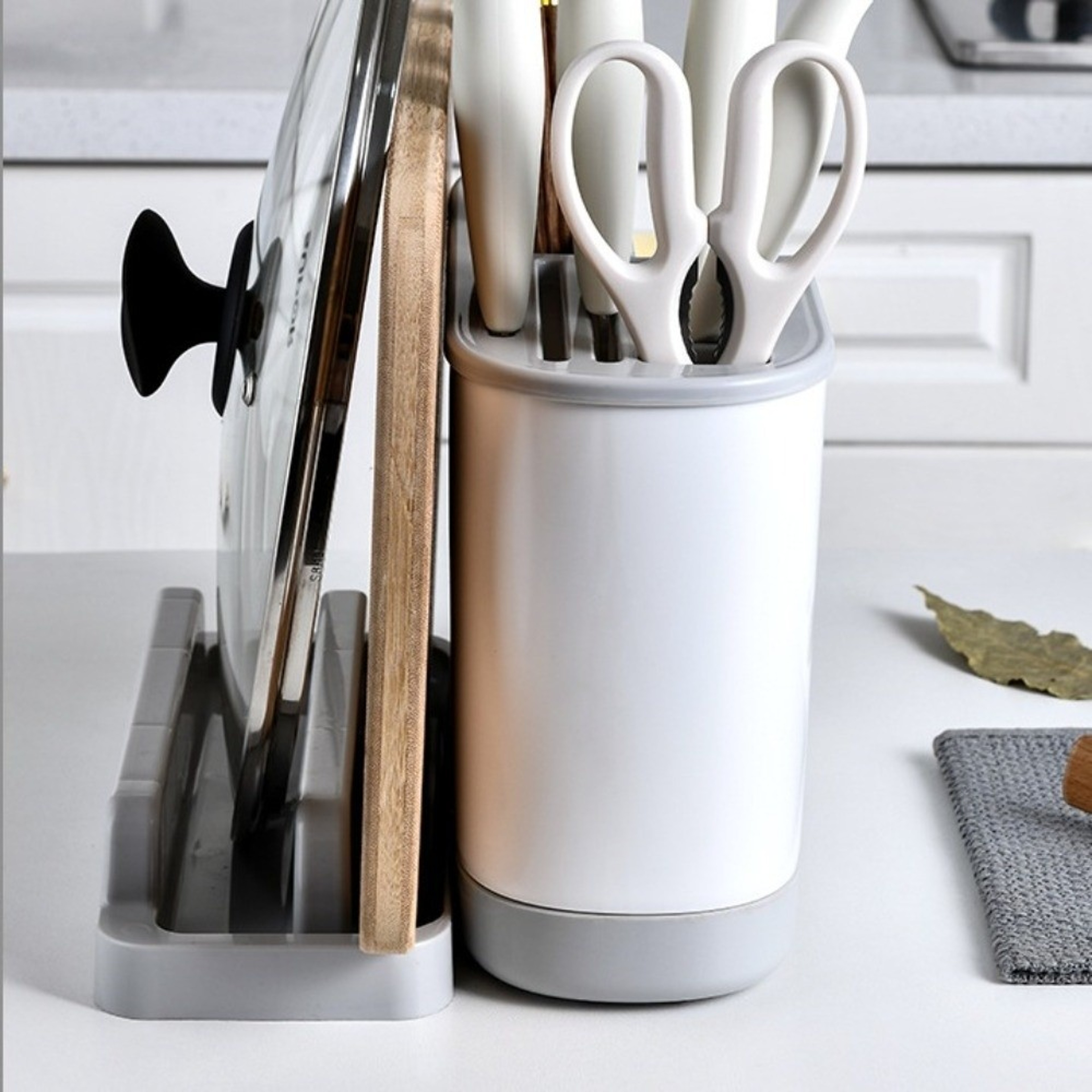 Space Saving Cutting Board Rack, Large Capacity Multi Kitchen Cutlery Holder, Waterproof Stable Chopstick Bucket – view 2