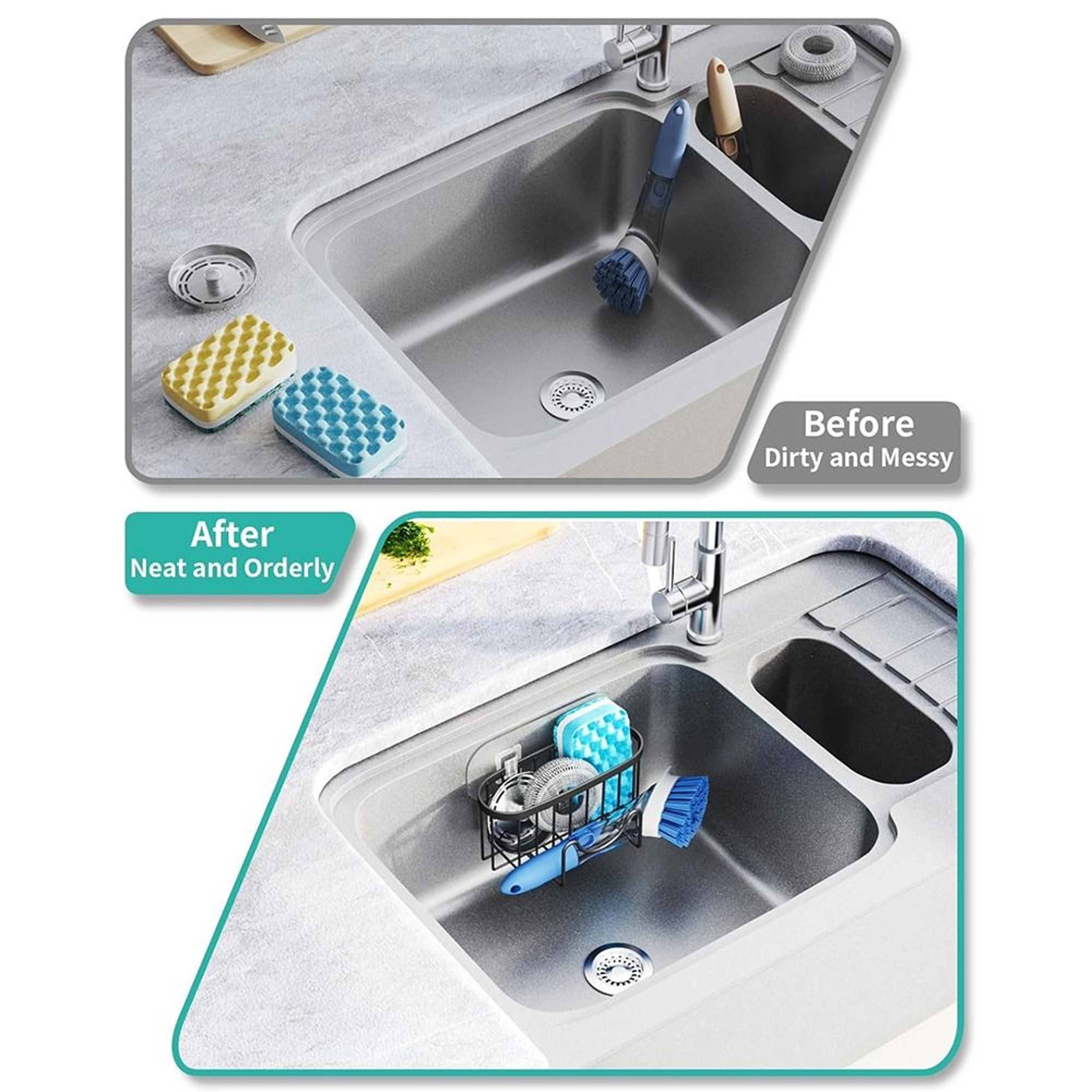 Hollowed Stainless Steel Sponge Holder With Hook Fast Drainage Suction Cups Sponge Drainer Rack Eas 4