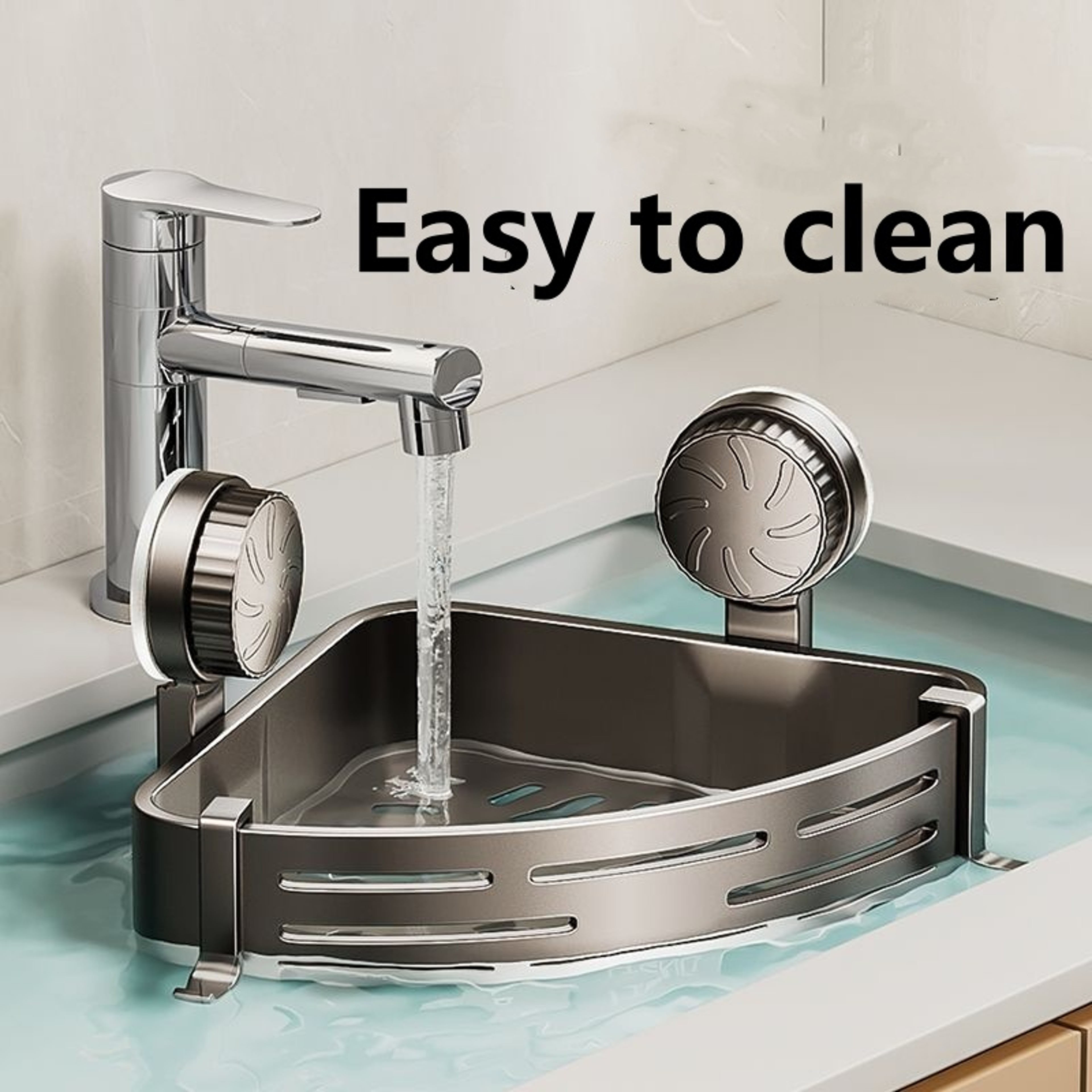 Non-Drilling Suction Cup Triangular Baskets For Bathrooms, Strong Storage for Washbasins and Corner Walls – view 2