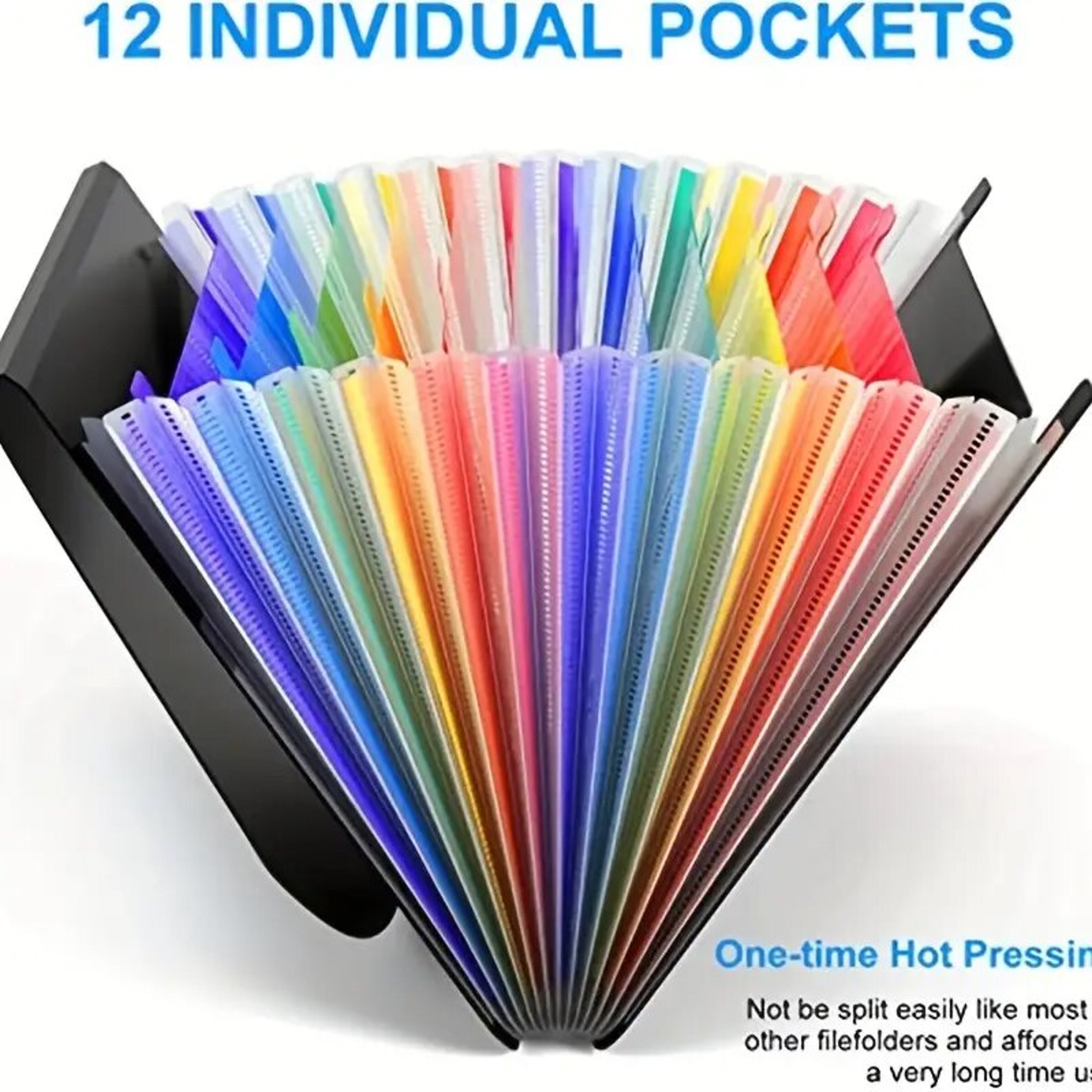 Portable Accordion File Box, A4 Size Filing Folder Organizer, Expanding File Folder with 12 Pockets, Large Capacity – view 3