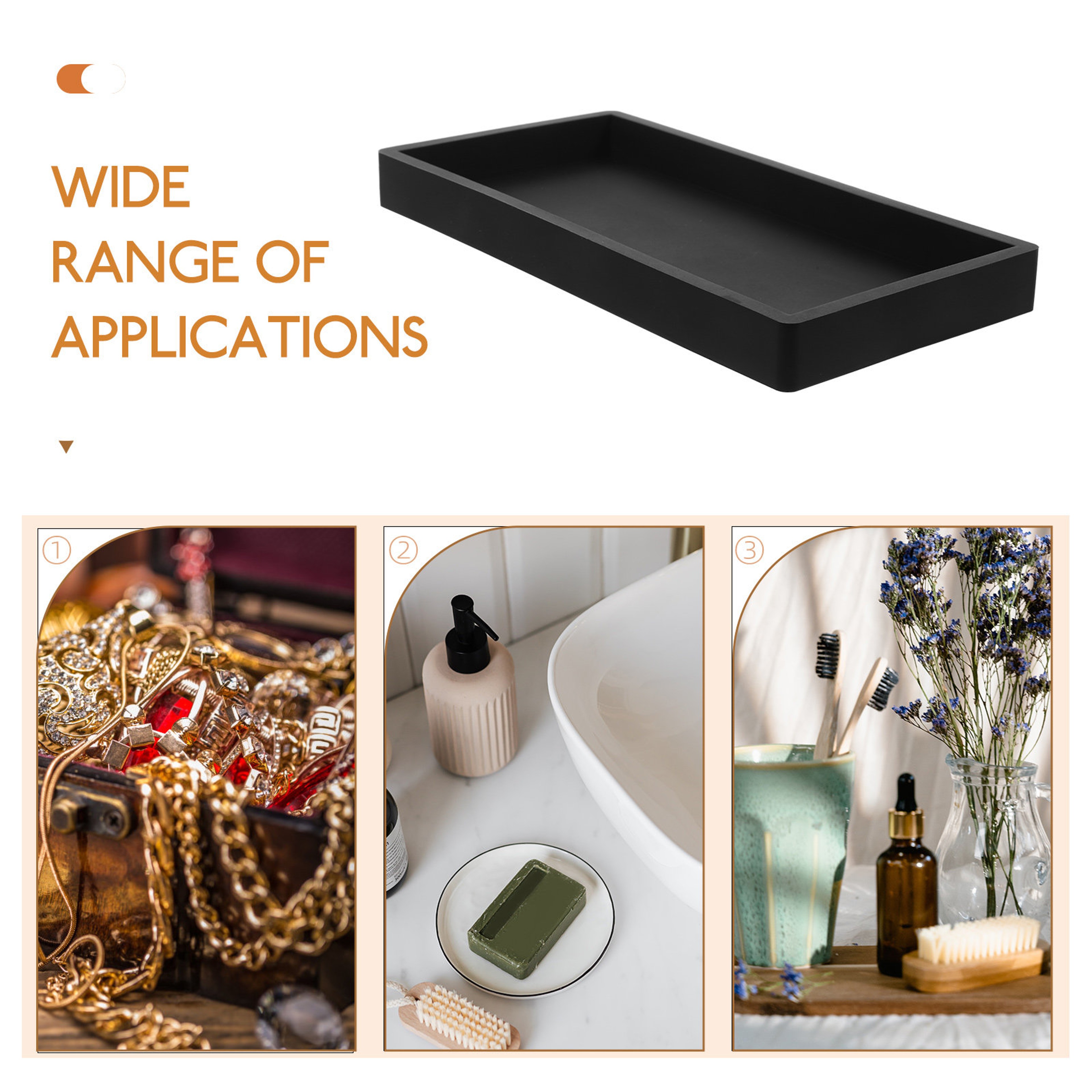 Decorative Storage Plate For Toiletries Silicone Bathroom Vanity Tray Organizer 4