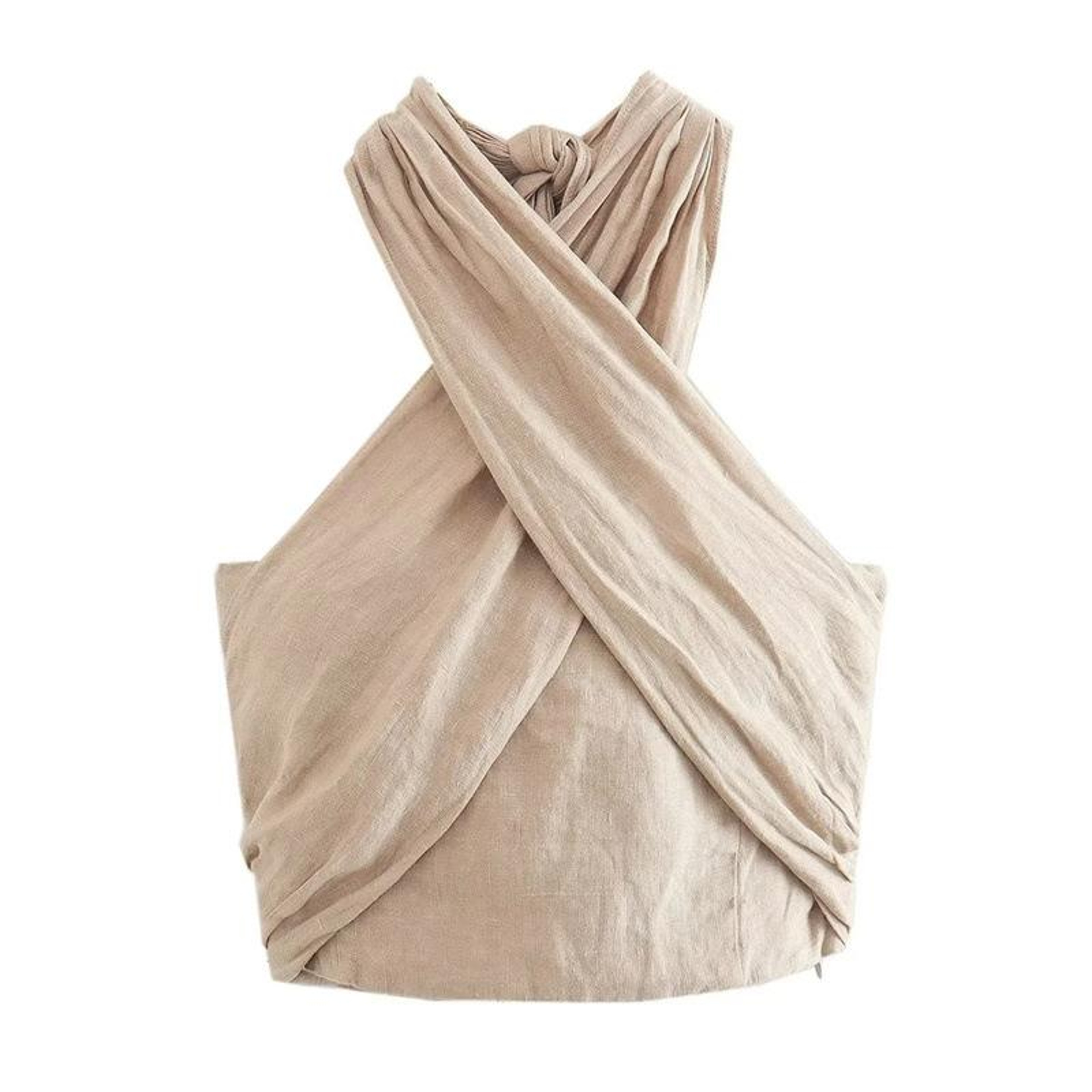 European Style Women's Linen Ne Hanging Vest Top, Short Length Color – view 2