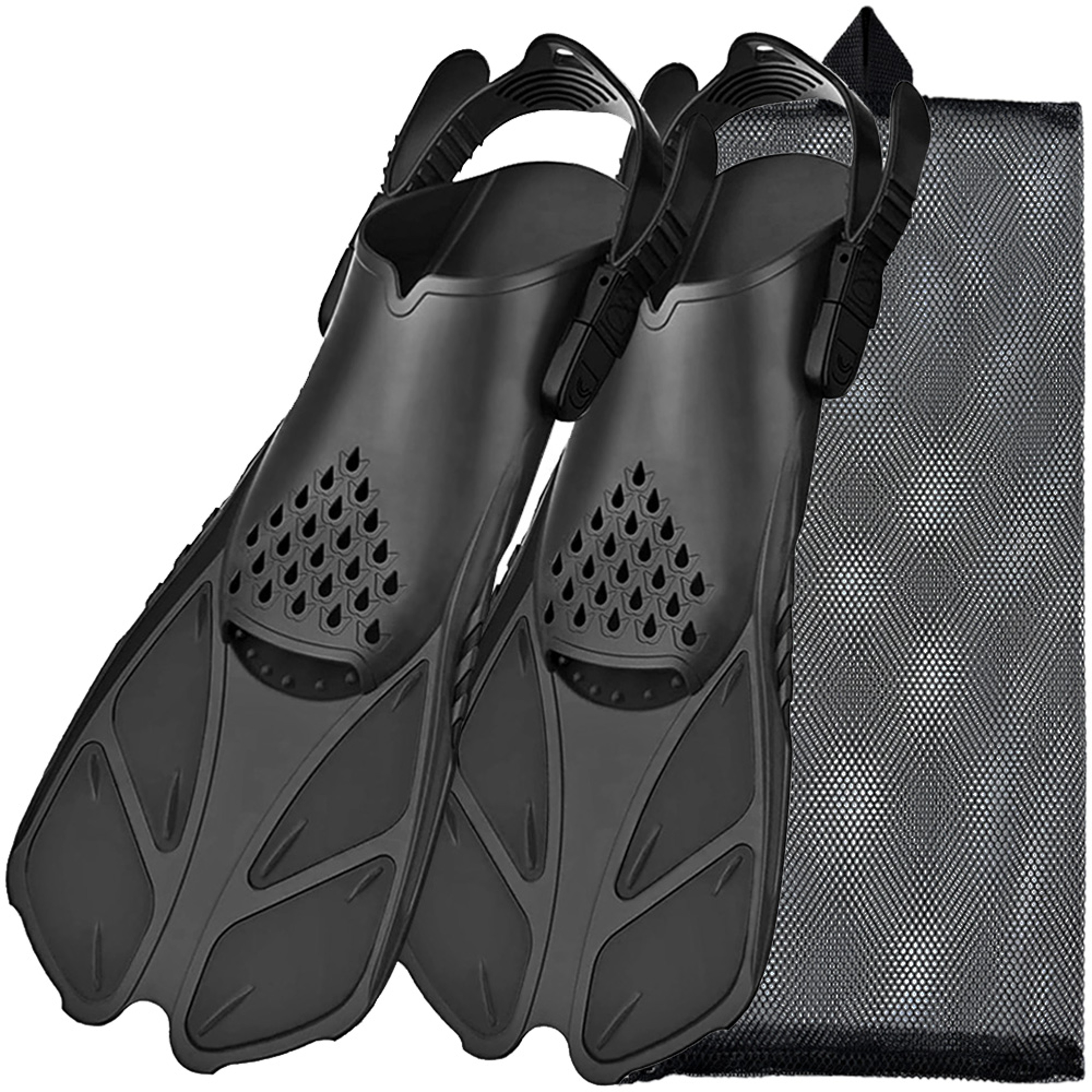 Short Silicone Snorkel Fins Adjustable Buckles Open Heel Diving Shoes For Adults Travel Size 11