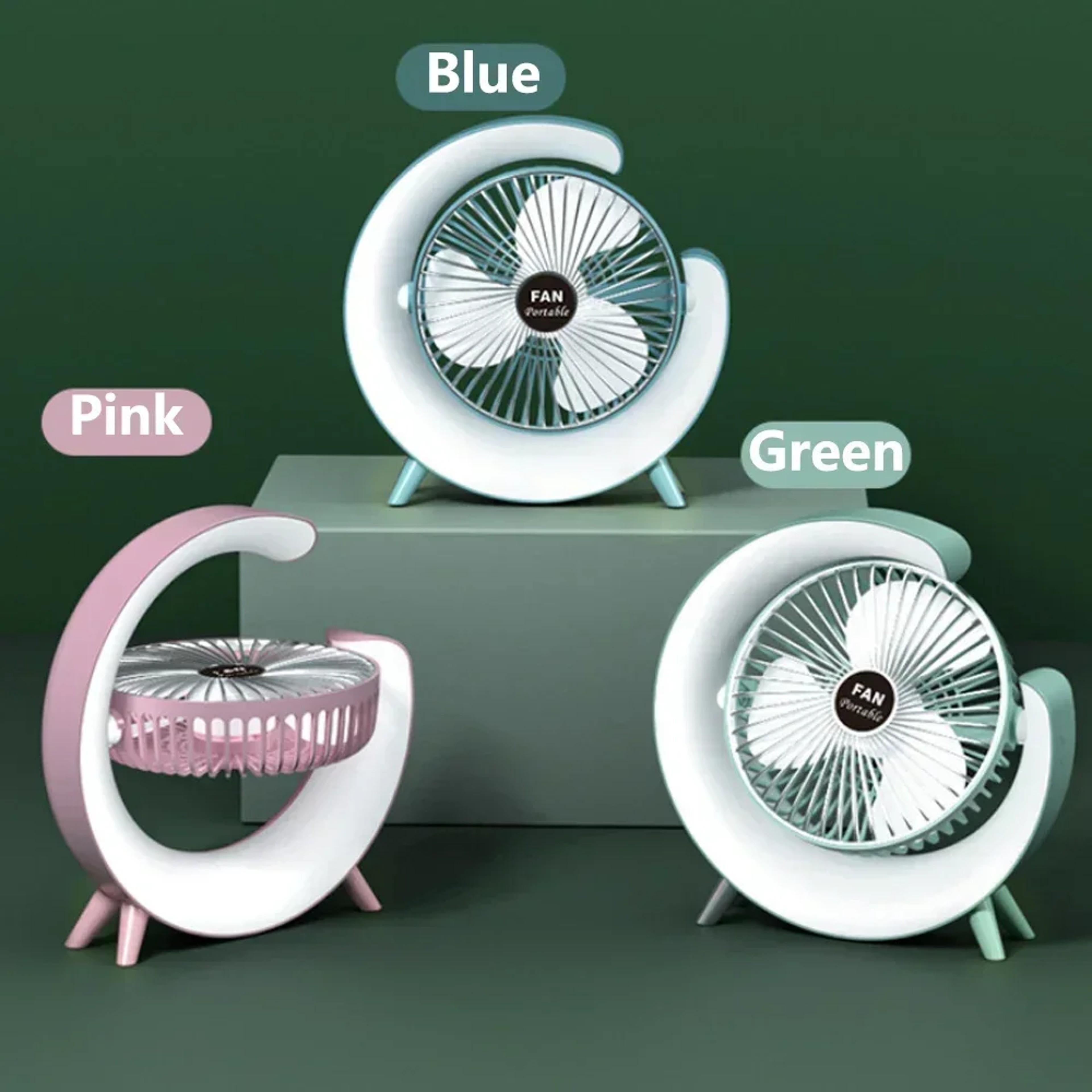 USB Powered Portable Desk Fan With Colorful Light 180 Degree Rotatable Table Fan For Home Office An 1