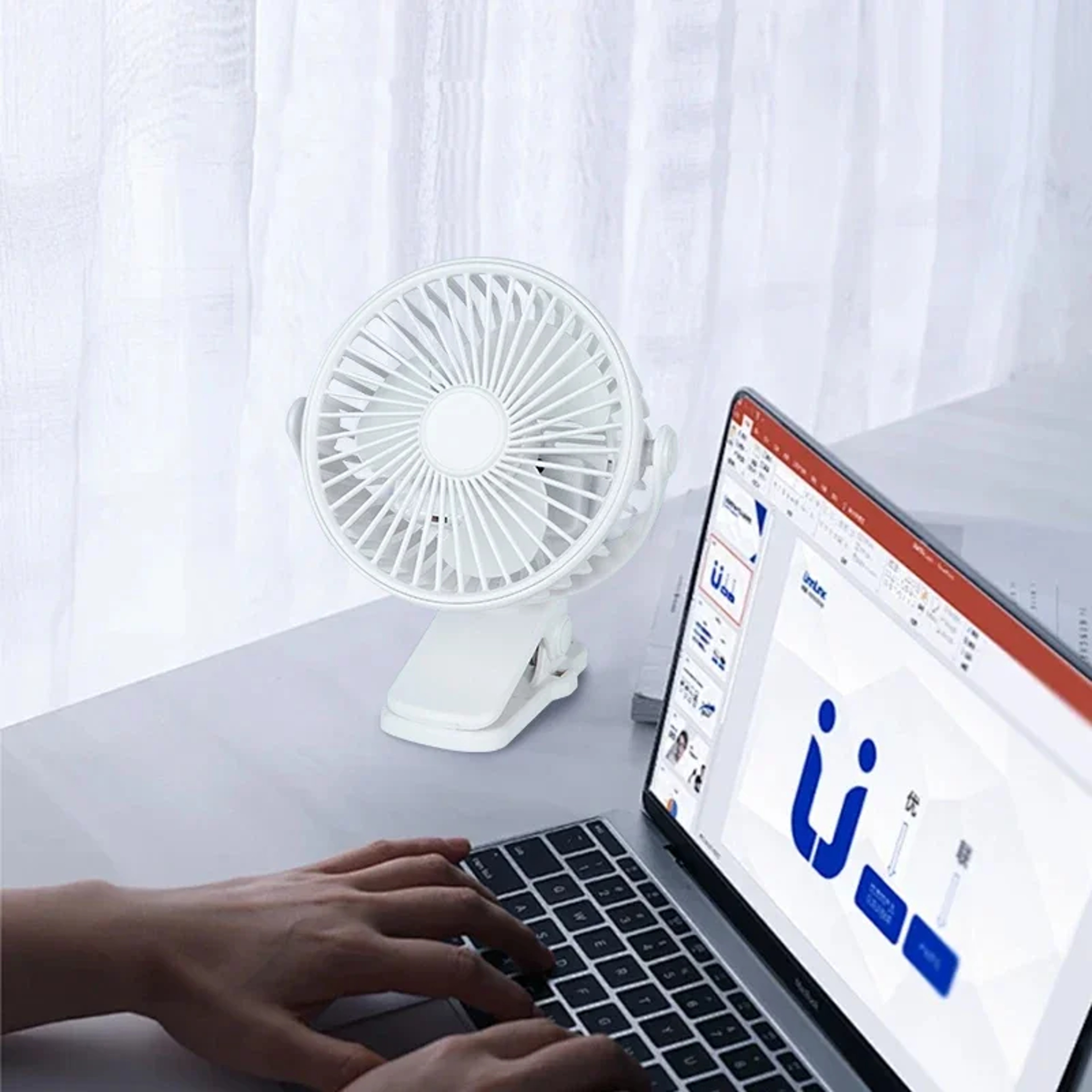 Clipon Type USB Rechargeable Table Fan Portable Mini Desk Fan With Night Light 2