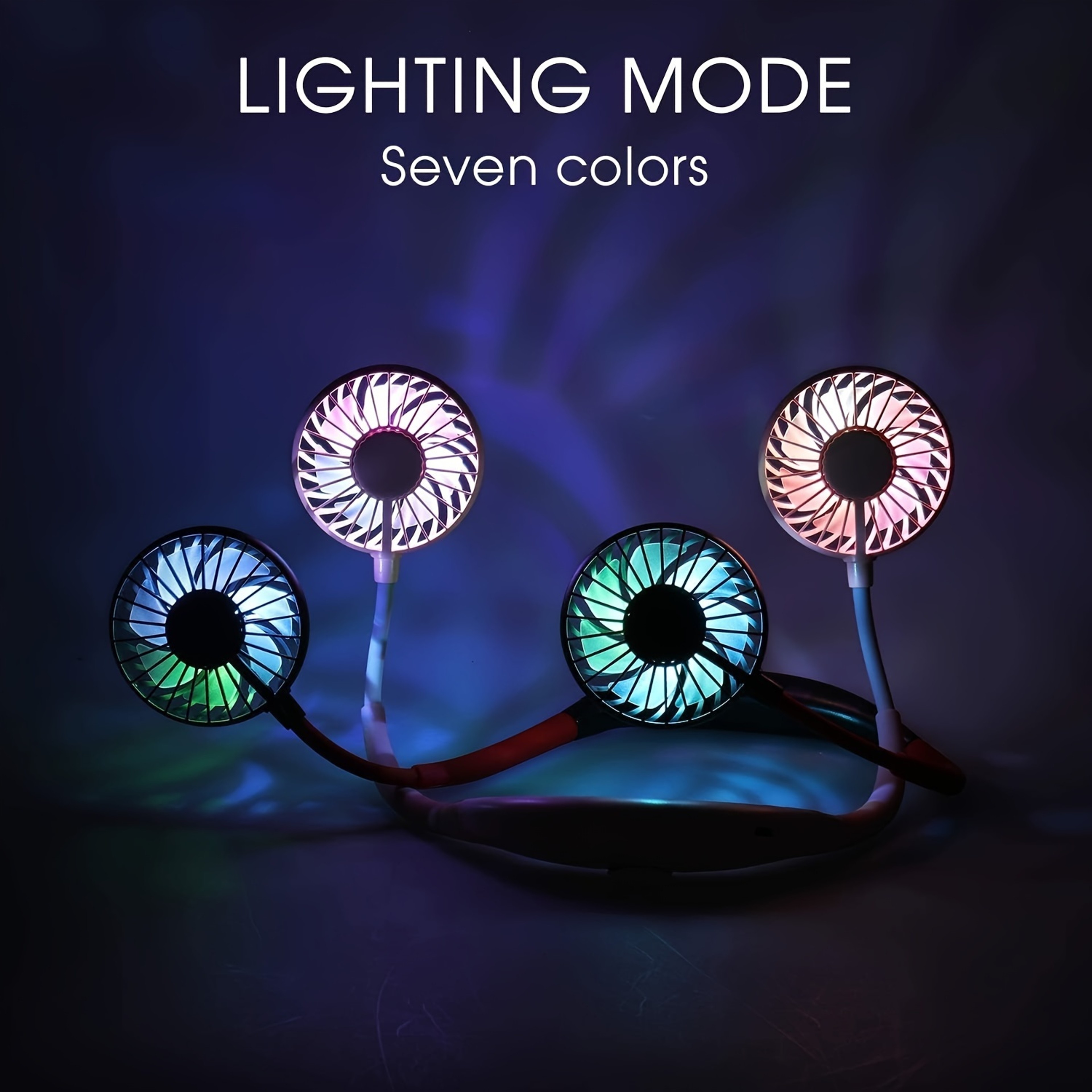 Color Changing LED Portable Neck Fan With Aromatherapy  Free Rotation For Home Sports Travel And Of 3