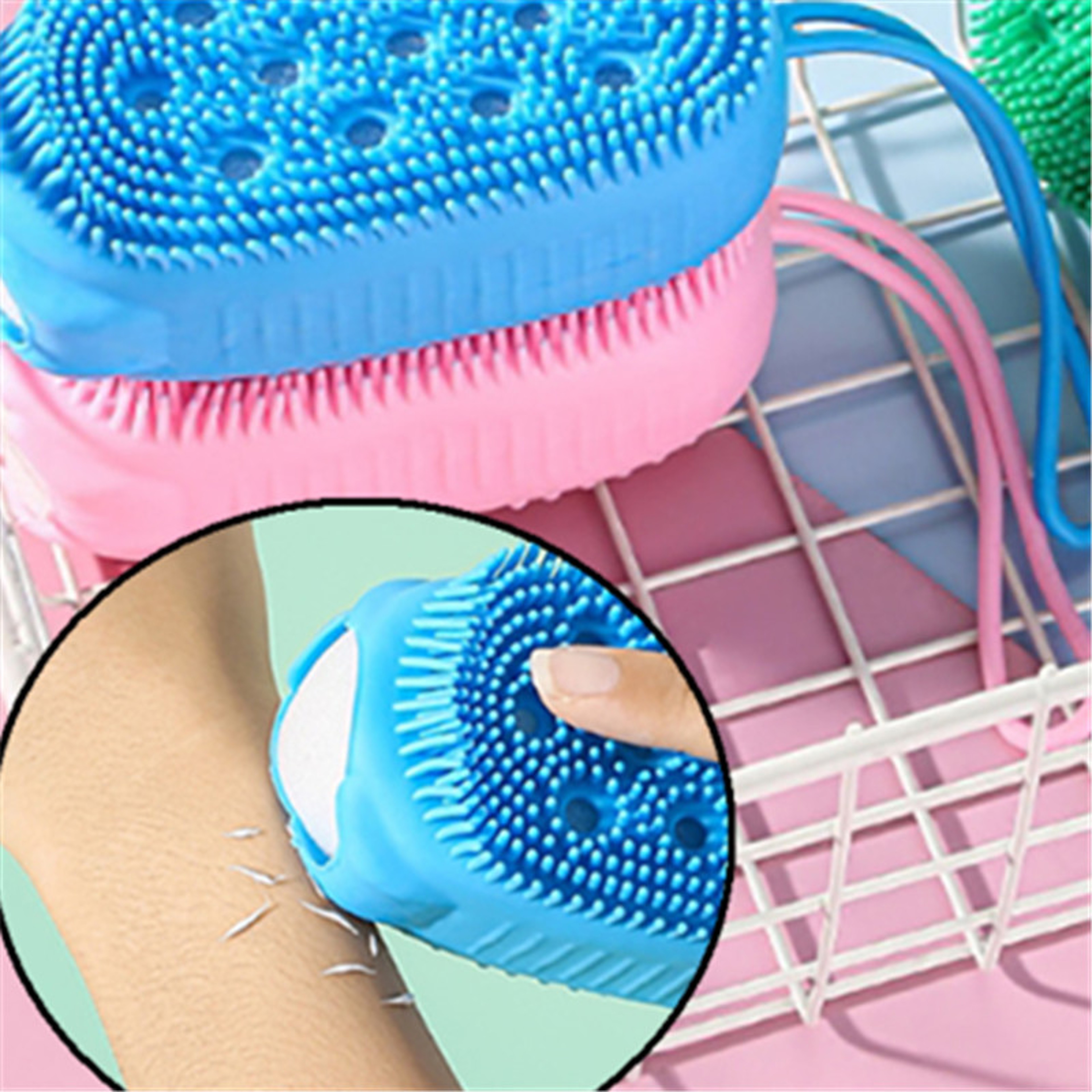 Doublesided Body Scrubber Handheld Silicone Soft Bristles Shower Bath Cleansing Skin Brush 1
