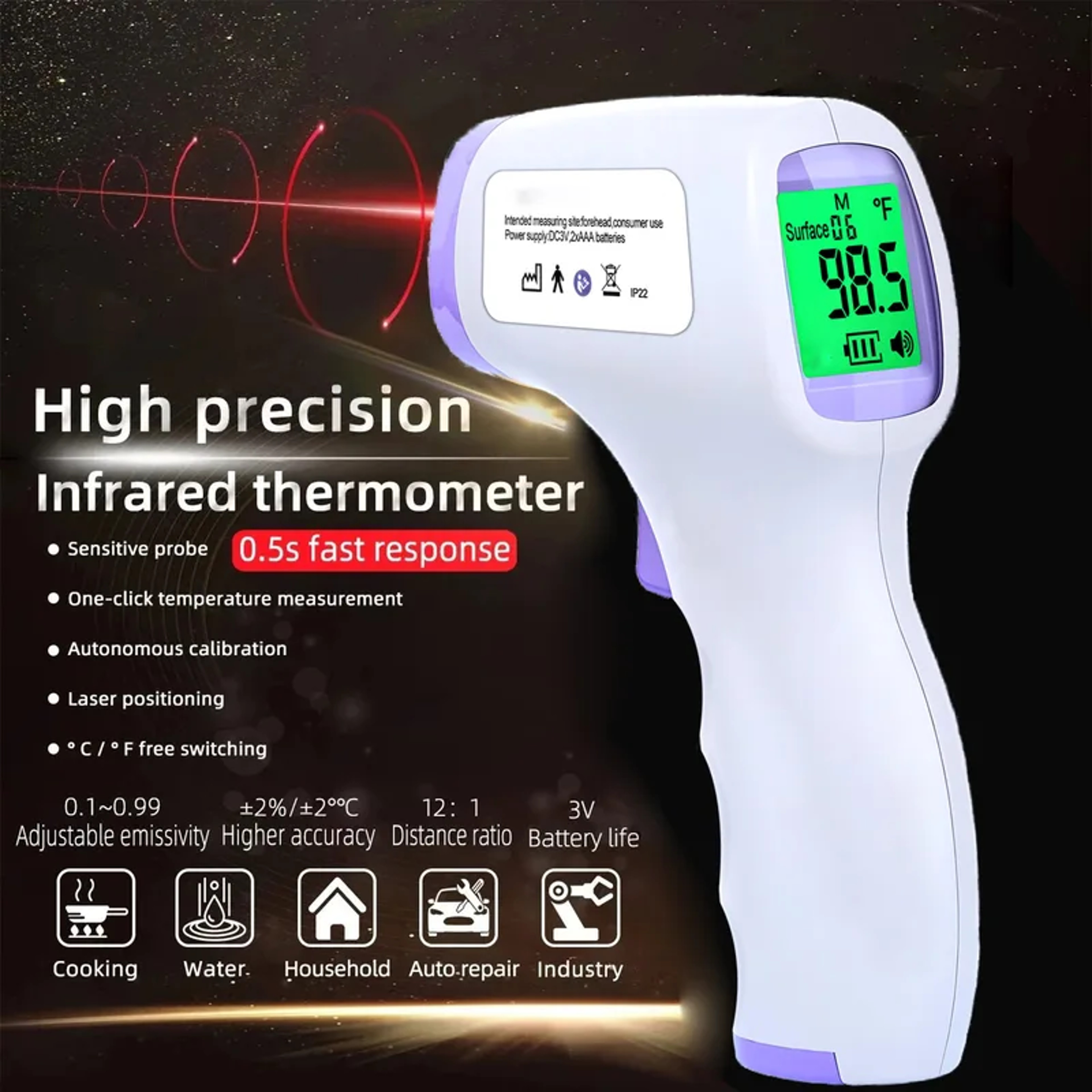 Accurate Nonmedical Thermometer Quick Read Safe Home Use 6