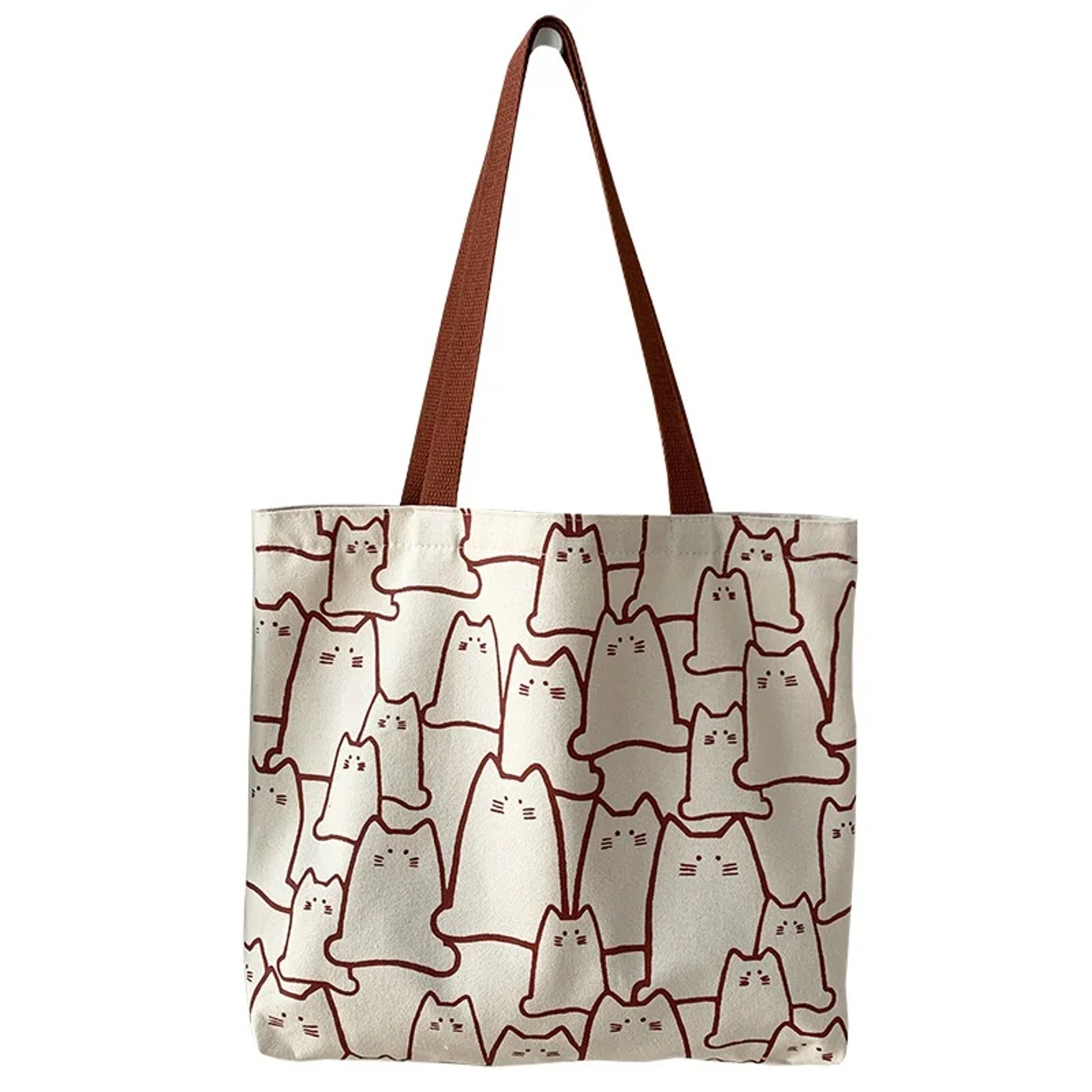Fashion Canvas Cute Cat Shopper Handbags, Casual Graphic Tote for Women, Small Shoulder Japanese Cartoon Bag – view 6