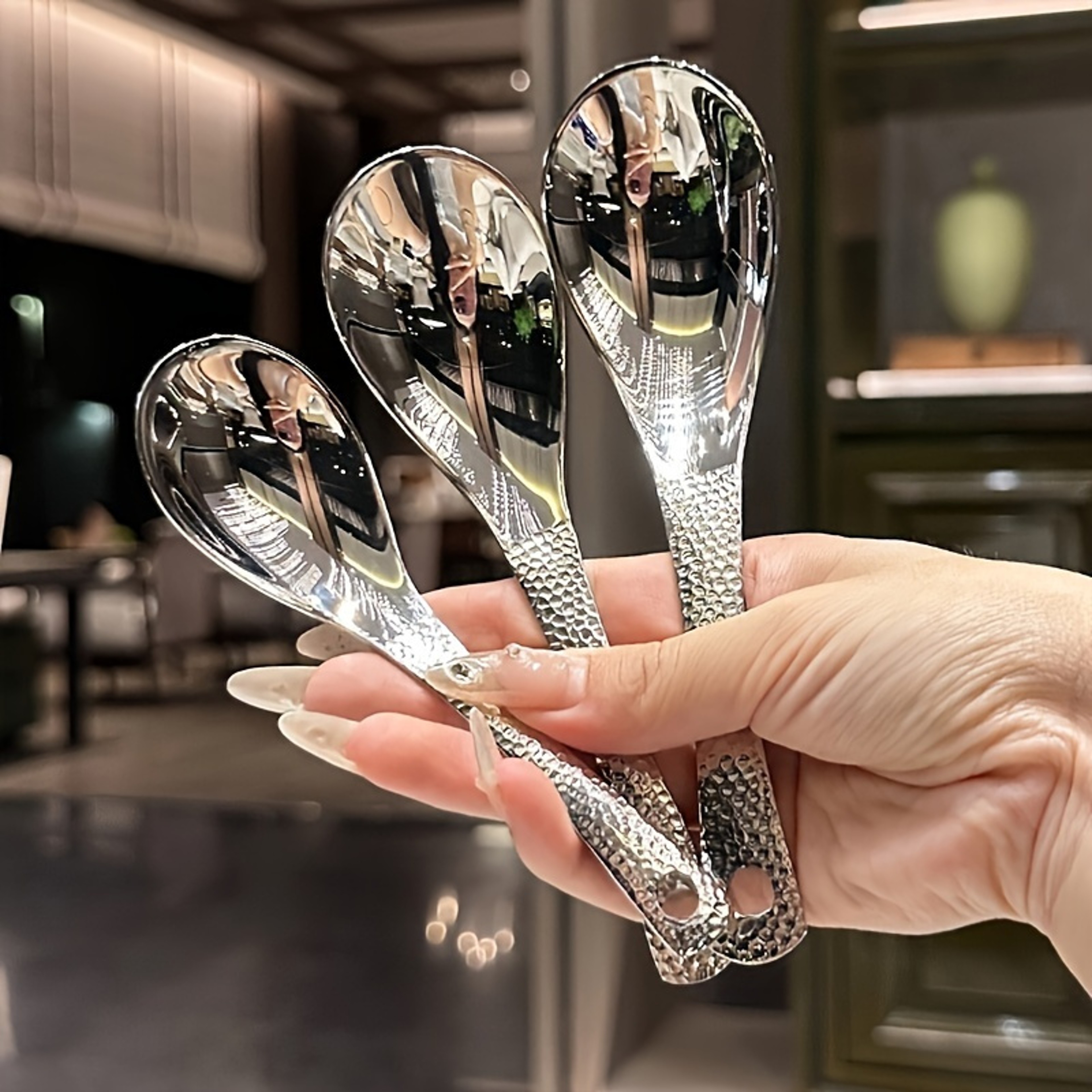 Mirror Polished Stainless Steel Spoon Set, Large Capacity, Perfect for Desserts, Fruits, Kitchen Use – view 6