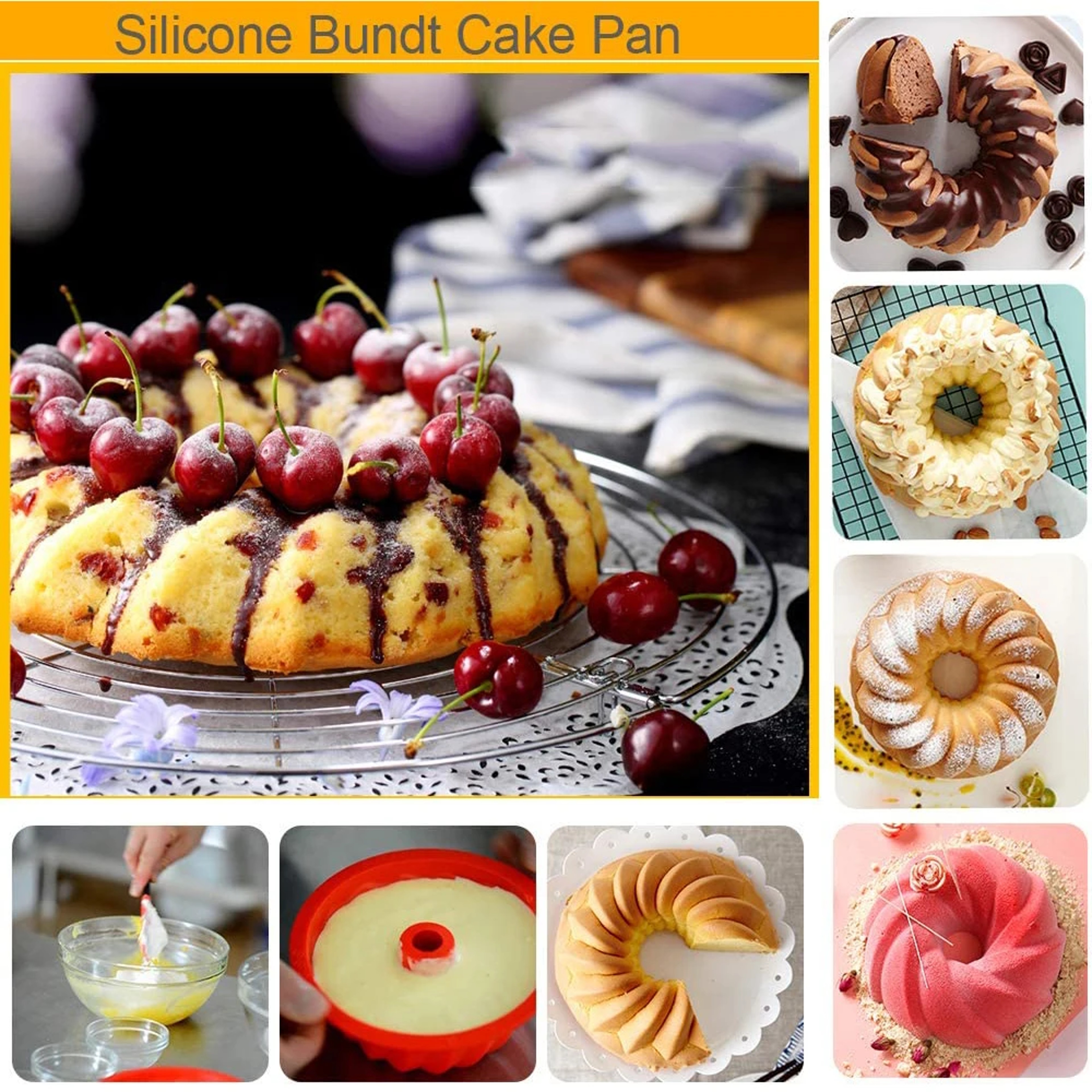 Large Hollow Round Cake Molds Silicone Bakeware, Non Stick Ice Cream Molds – view 5