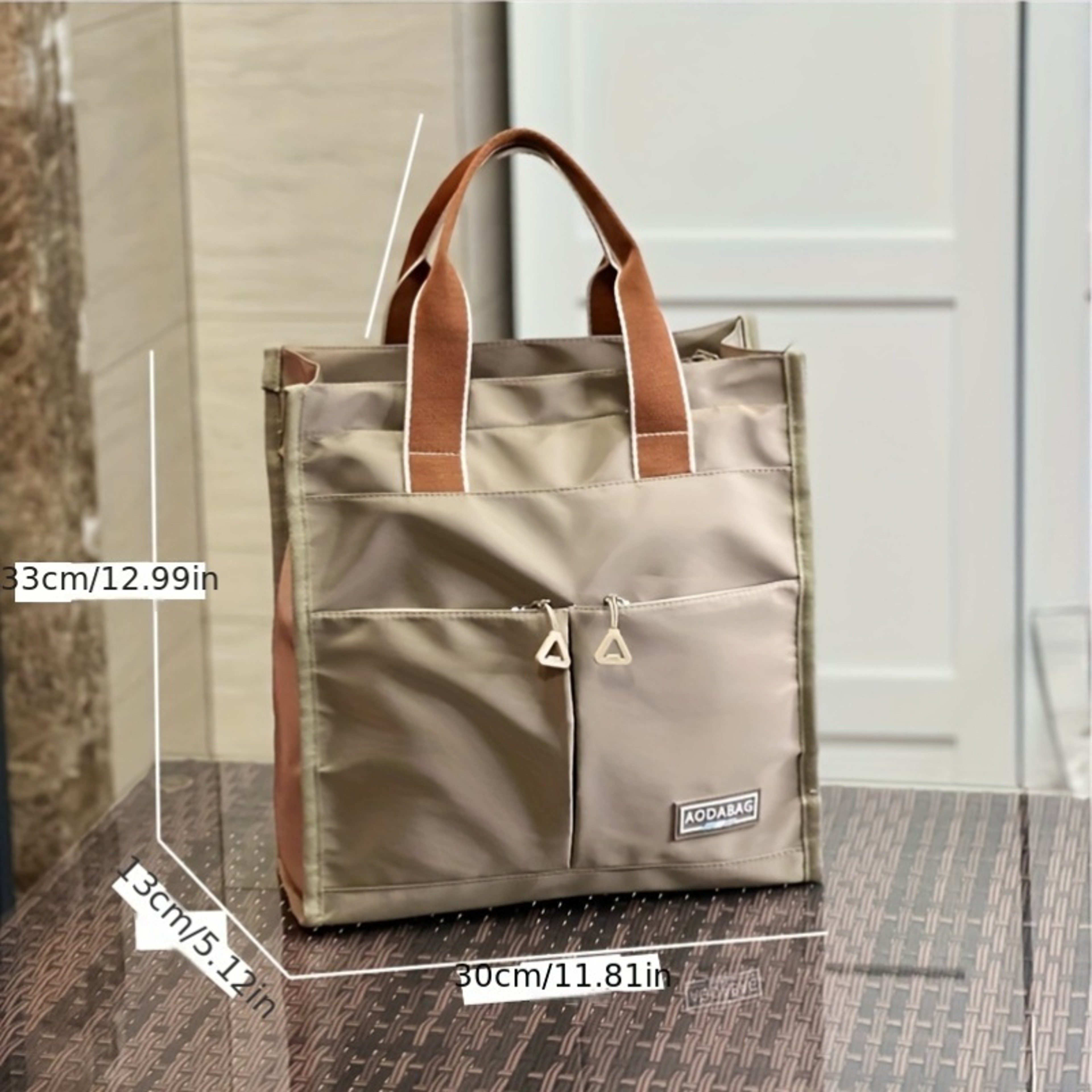 Multi-Pocket Zipper Closure School Work Bag, Large Capacity Nylon Tote Bag, Machine Washable for Students Books Lunch – view 5