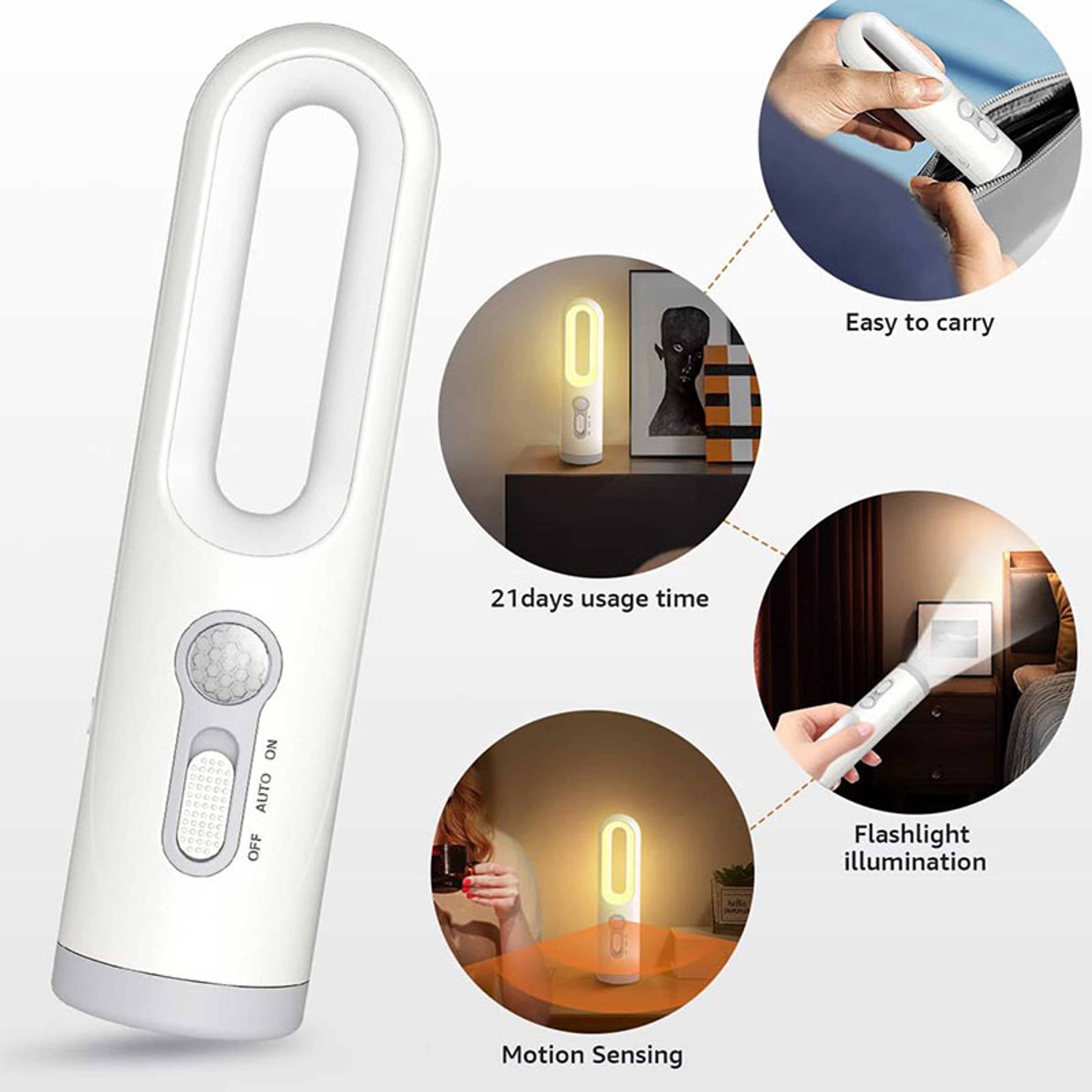 Night Light With Motion Sensor Portable Flashlight For Reading Baby Feeding Eye Care 3