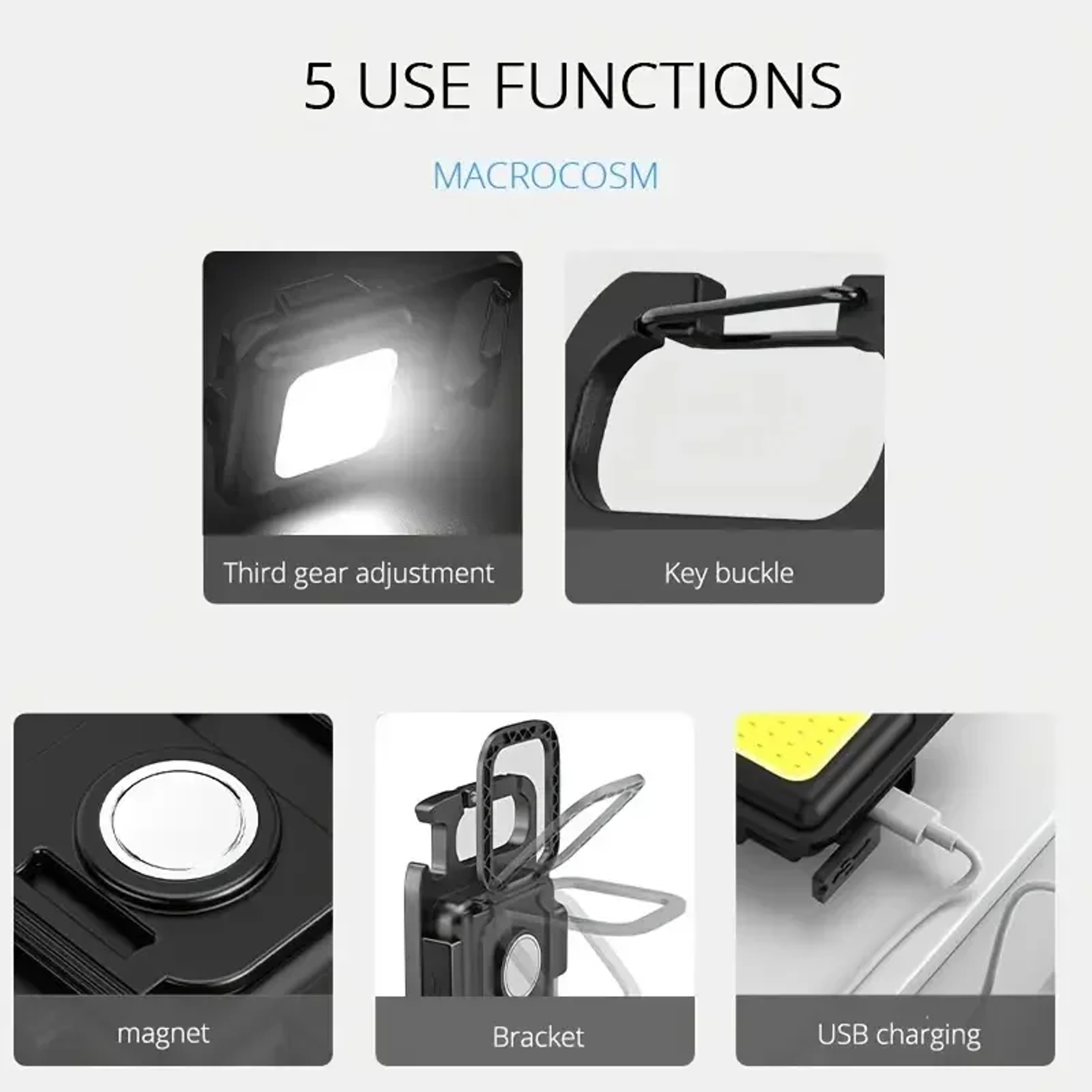 Mini High Bright Camping Lights Convenient Keychain Multifunction Rechargeable Emergency Light 3