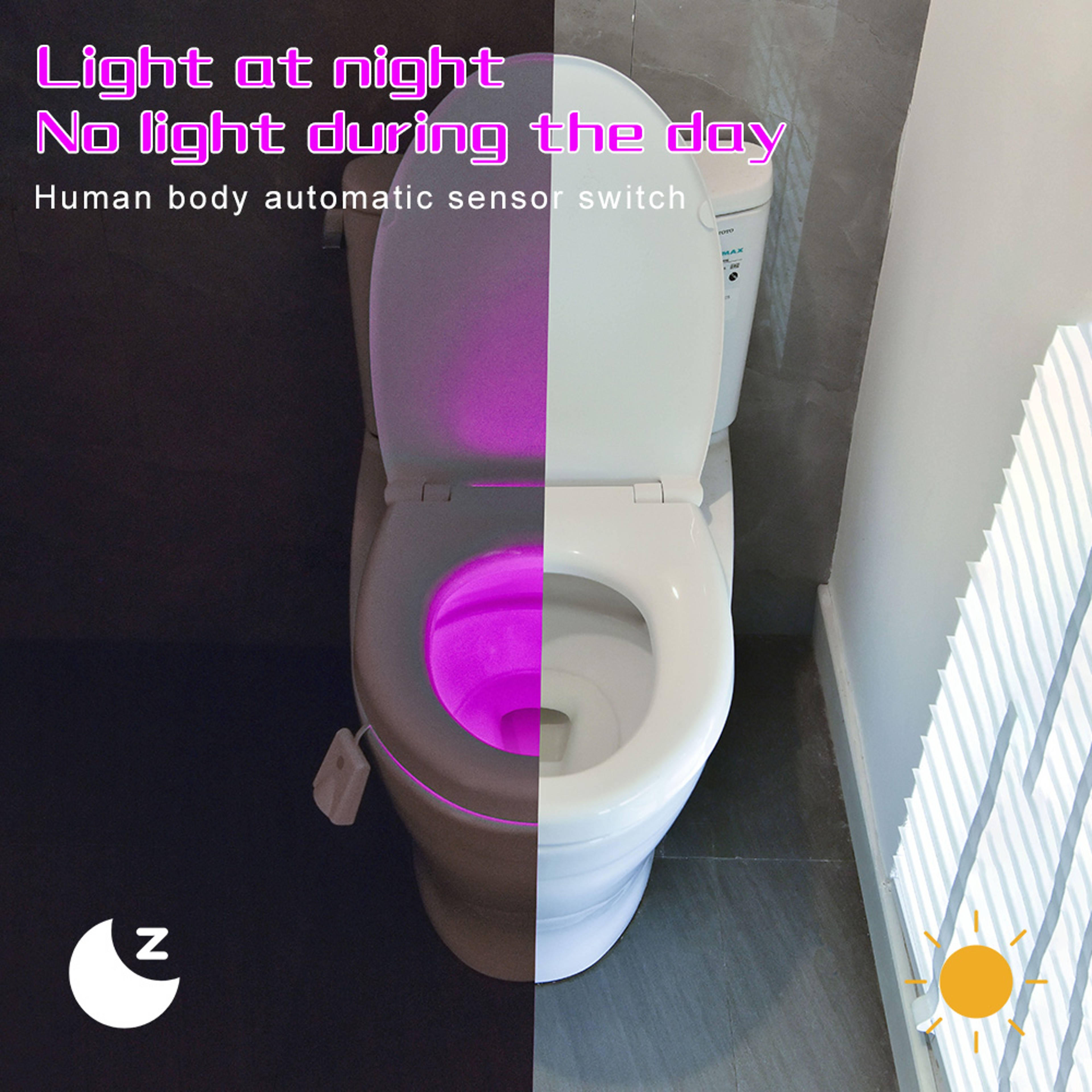 Human Sensing Toilet Night Light Waterproof Charging Projection Lamp Colorful Bathroom Lighting Dec 2