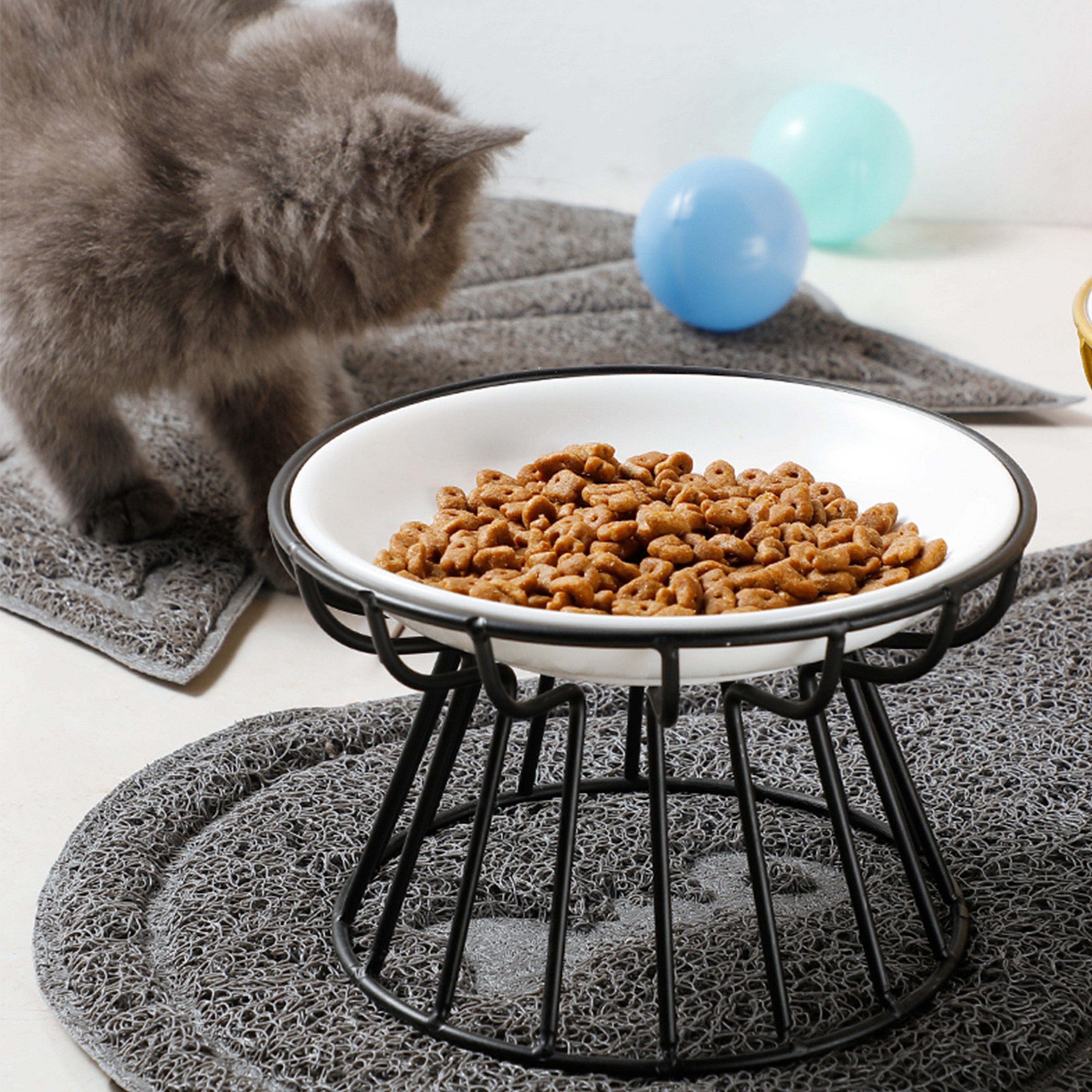 Ceramic Raised Pet Bowl with Stand Elevated Dog and Cat Feeding Bowl Set – view 3