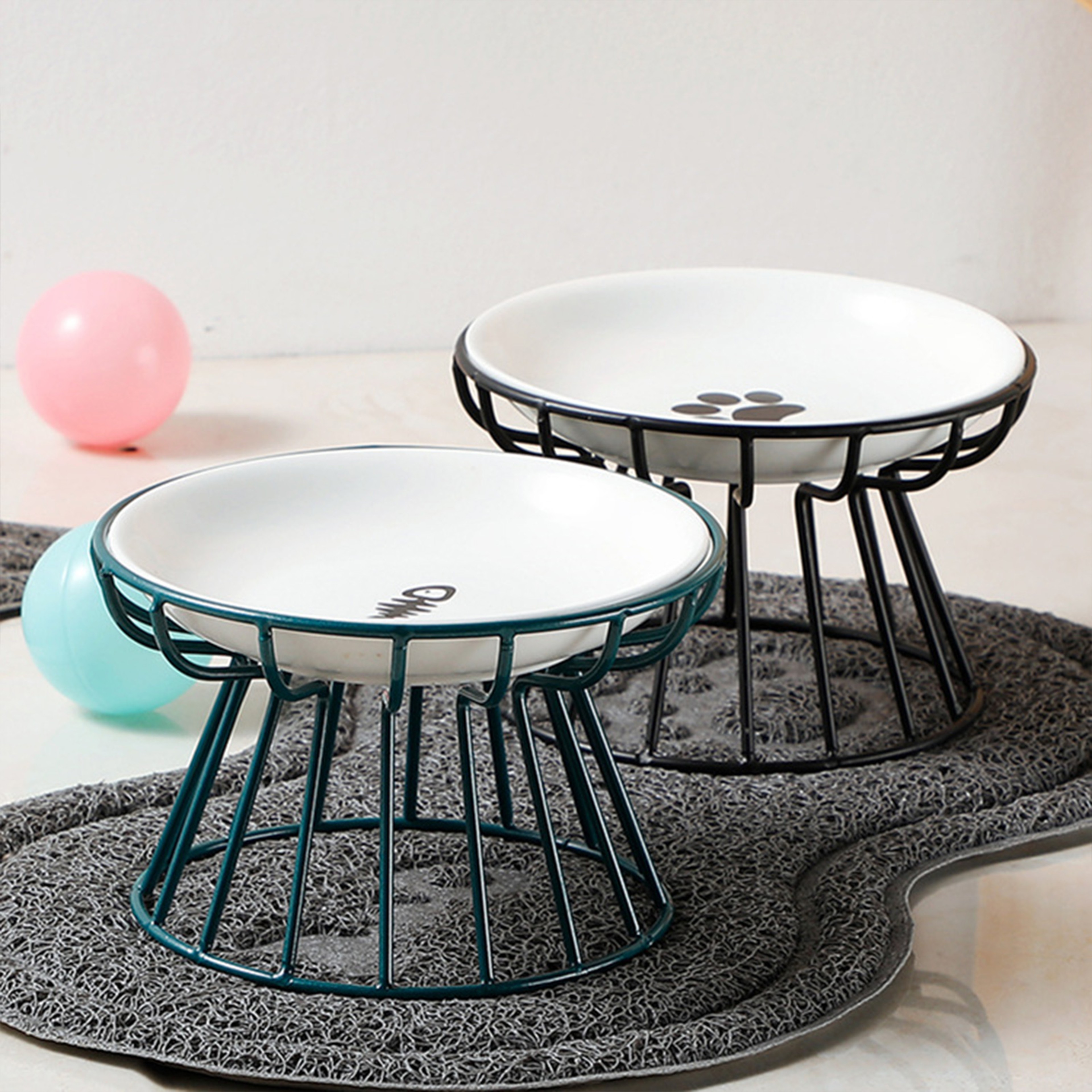 Ceramic Raised Pet Bowl with Stand Elevated Dog and Cat Feeding Bowl Set – view 4