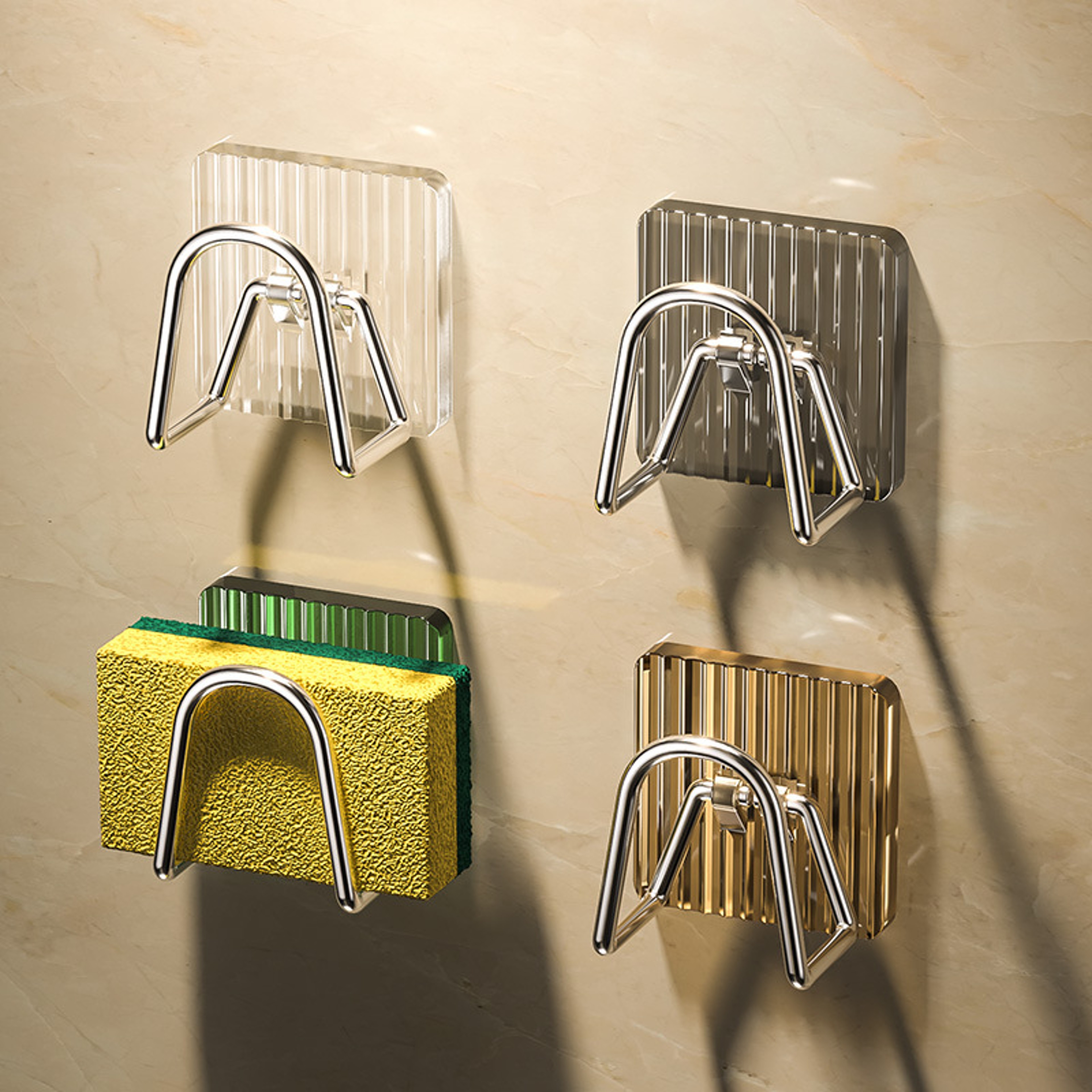 Adhesive Sink Caddy Organizer Rack Stylish Acrylic Storage Hook For Sponges Brushes  Chopping Board 0