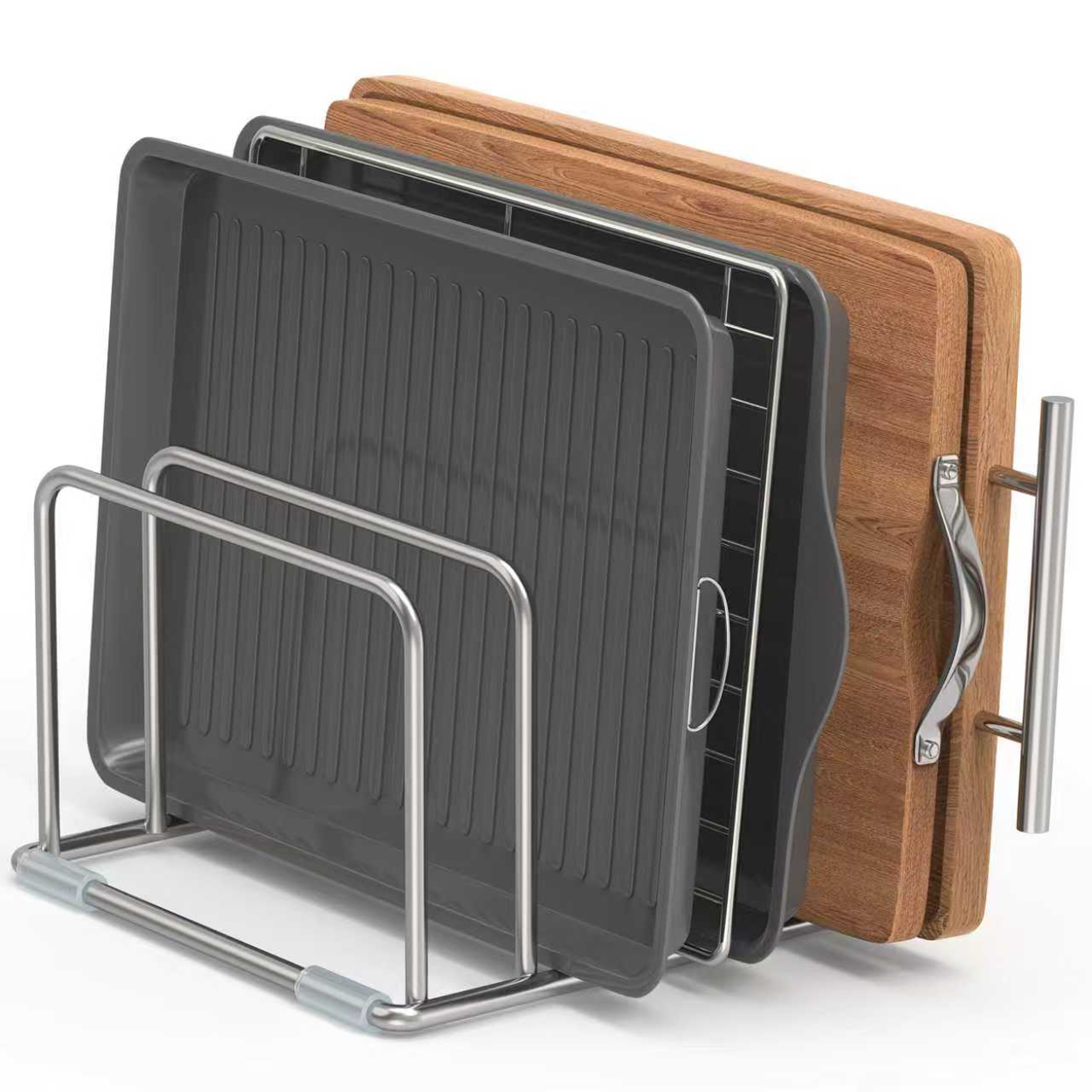 Stainless Steel Cutting Board Stand, Space-Saving Kitchen Storage Rack for Chopping and Slicing Boards – view 2