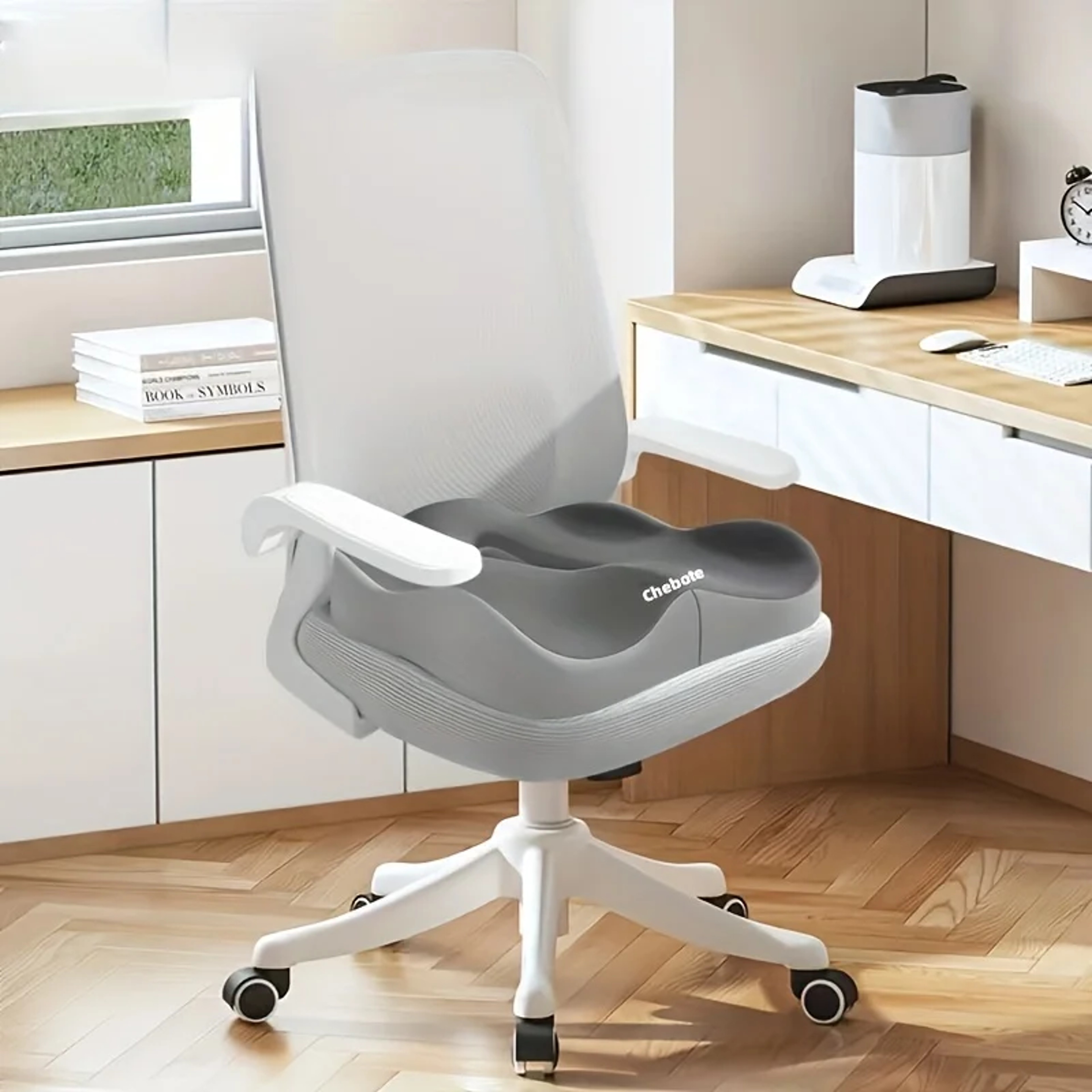 Memory Foam Seat Cushion 3D Ergonomic Support Washable Polyester Light Green  Grey For CarOffice Co 7